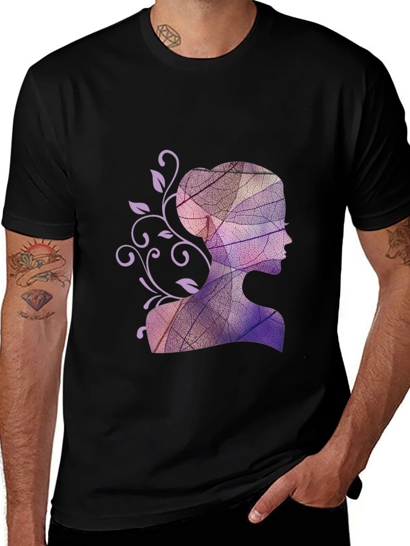 Variant 19 of Leaf Silhouette Graphic Black T-Shirt