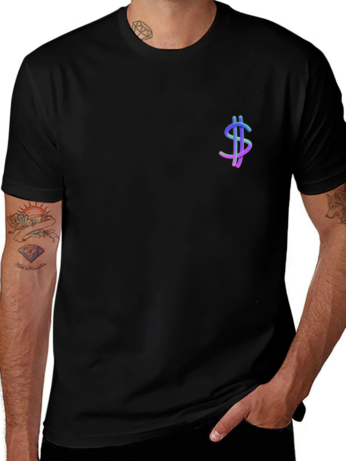 Dollar Sign Graphic Tee - Soft Cotton Blend