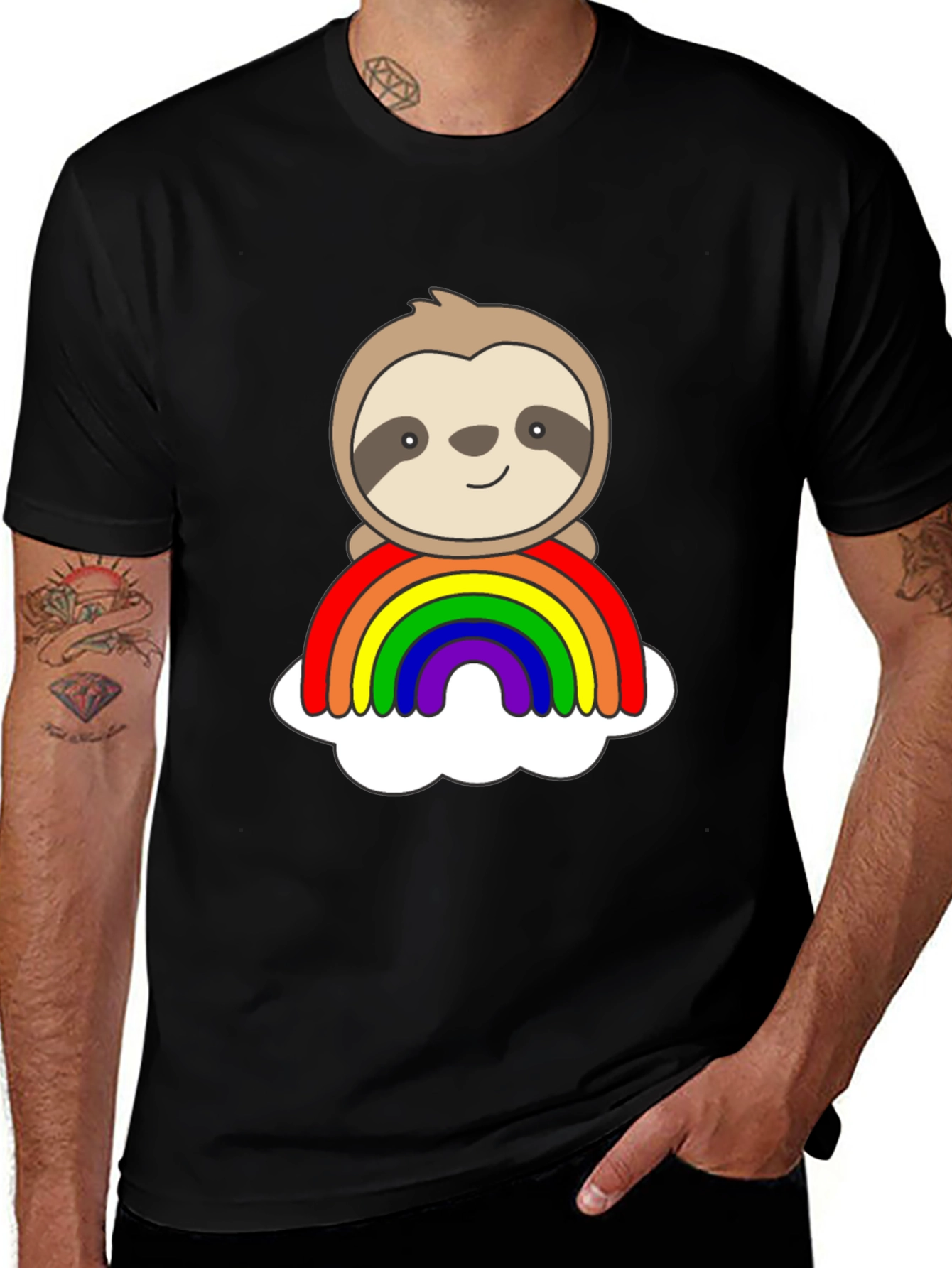 Variant 30 of Rainbow Sloth Graphic Tee - Cute & Colorful!