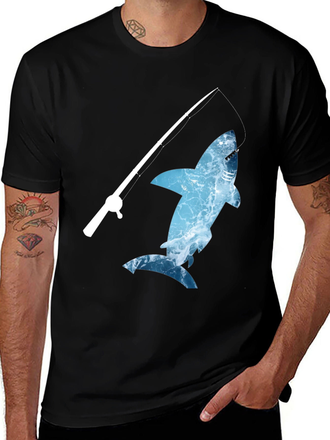 Variant 10 of Shark Fishing T-Shirt - Novelty Graphic Tee