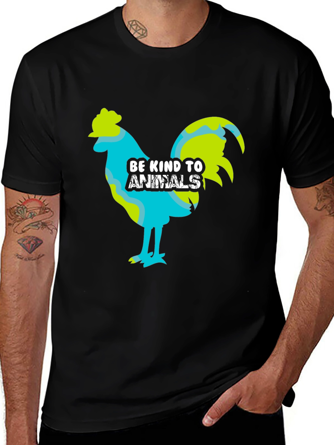 Variant 19 of Be Kind to Animals Rooster Graphic Tee