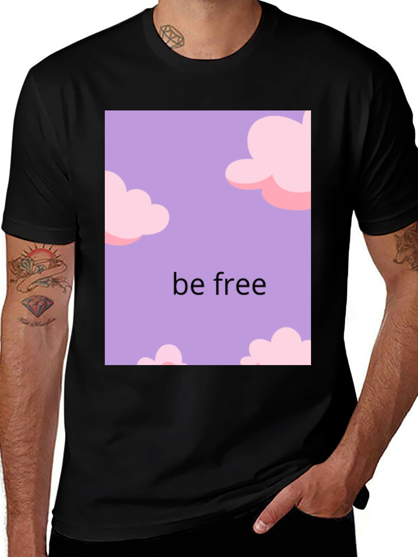 Variant 4 of Be Free Cloud Design Black T-Shirt