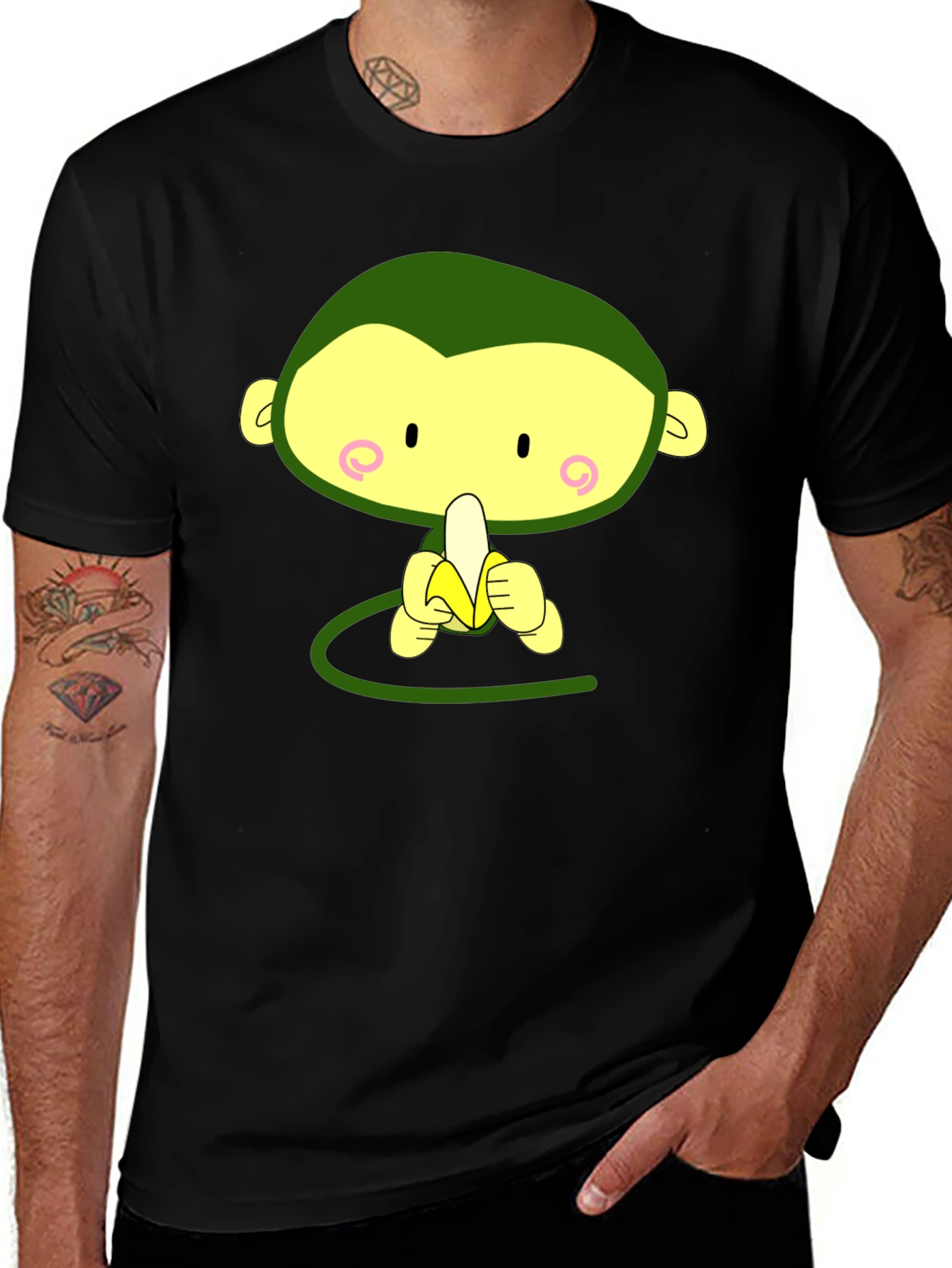 Variant 22 of Cute Monkey Eating Banana Graphic Tee