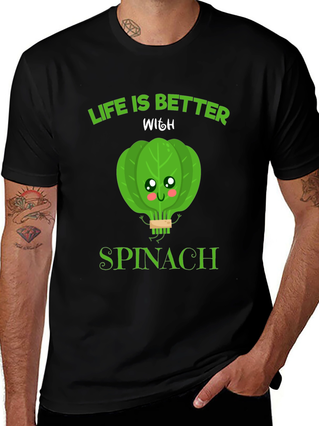 Variant 12 of Life Is Better With Spinach Funny Graphic Tee