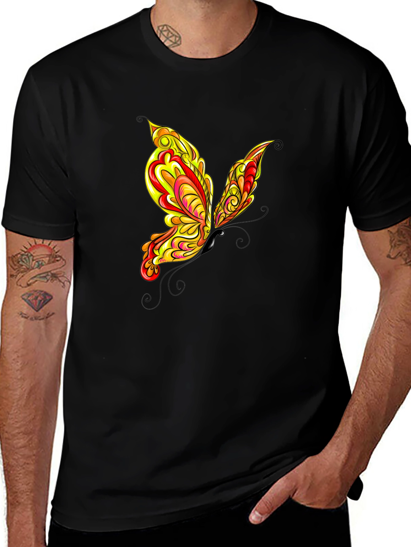 Variant 15 of Butterfly Graphic Black T-Shirt