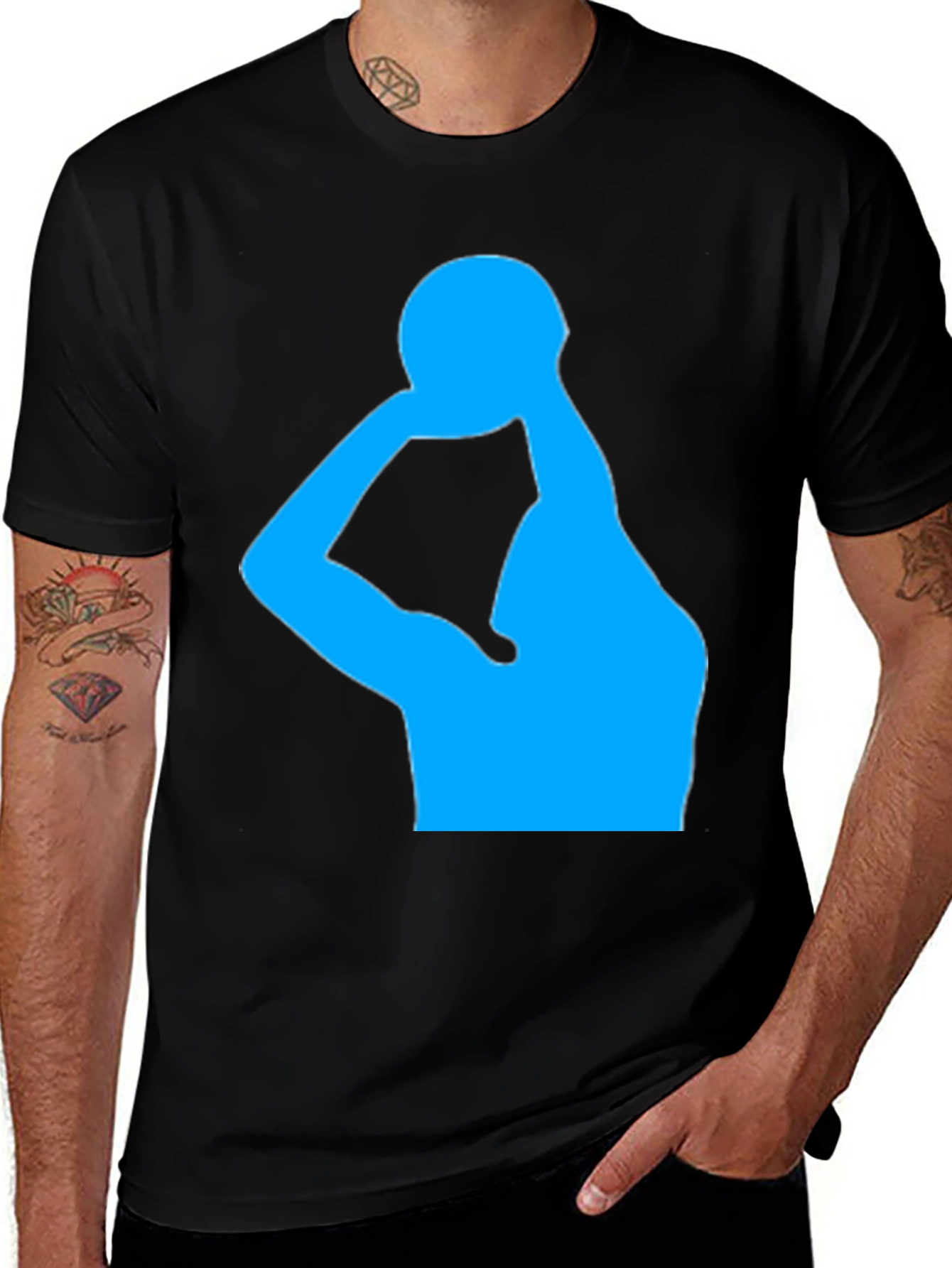 Variant 22 of Basketball Silhouette Graphic Black T-Shirt