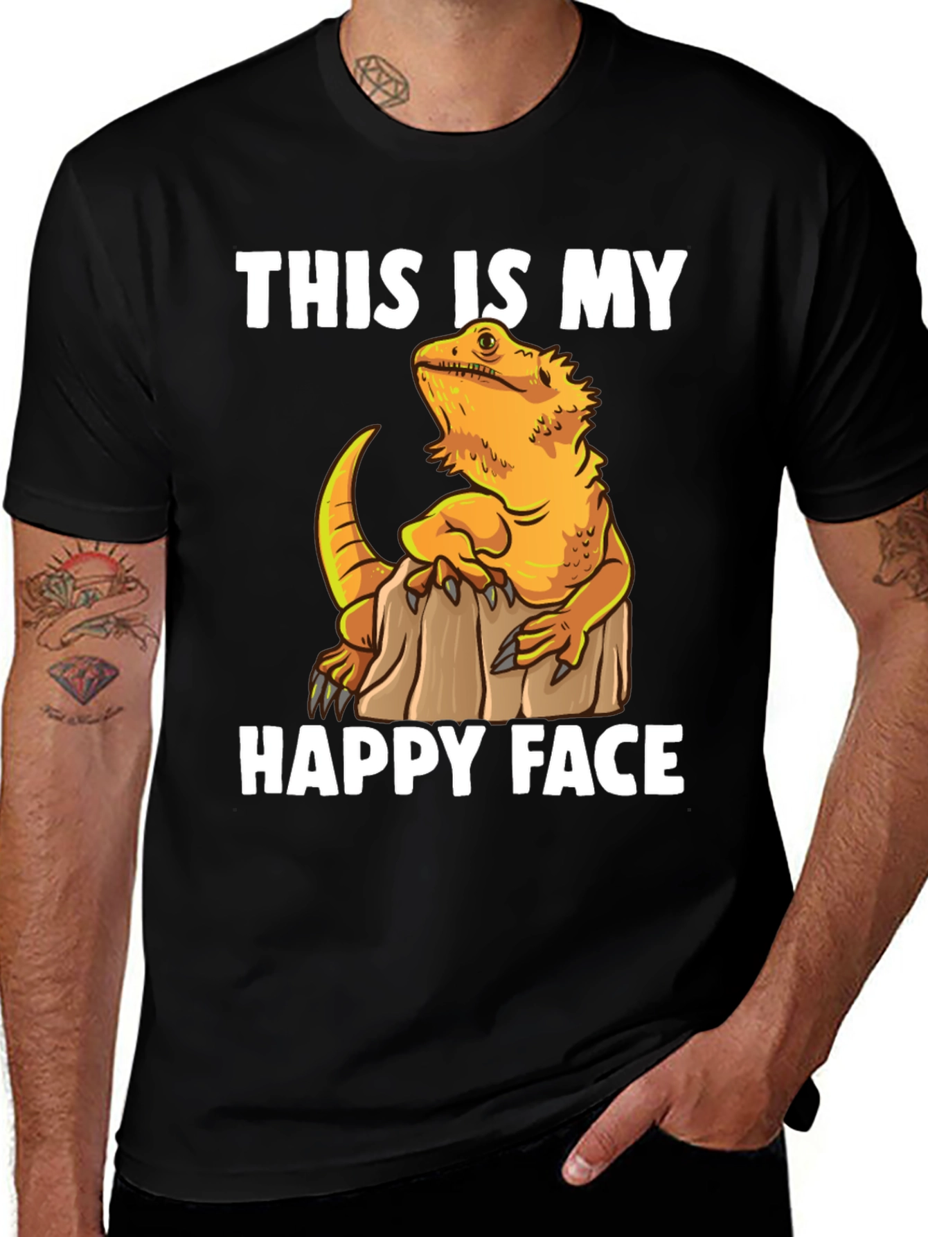 Variant 30 of Bearded Dragon T-Shirt - This Is My Happy Face Tee