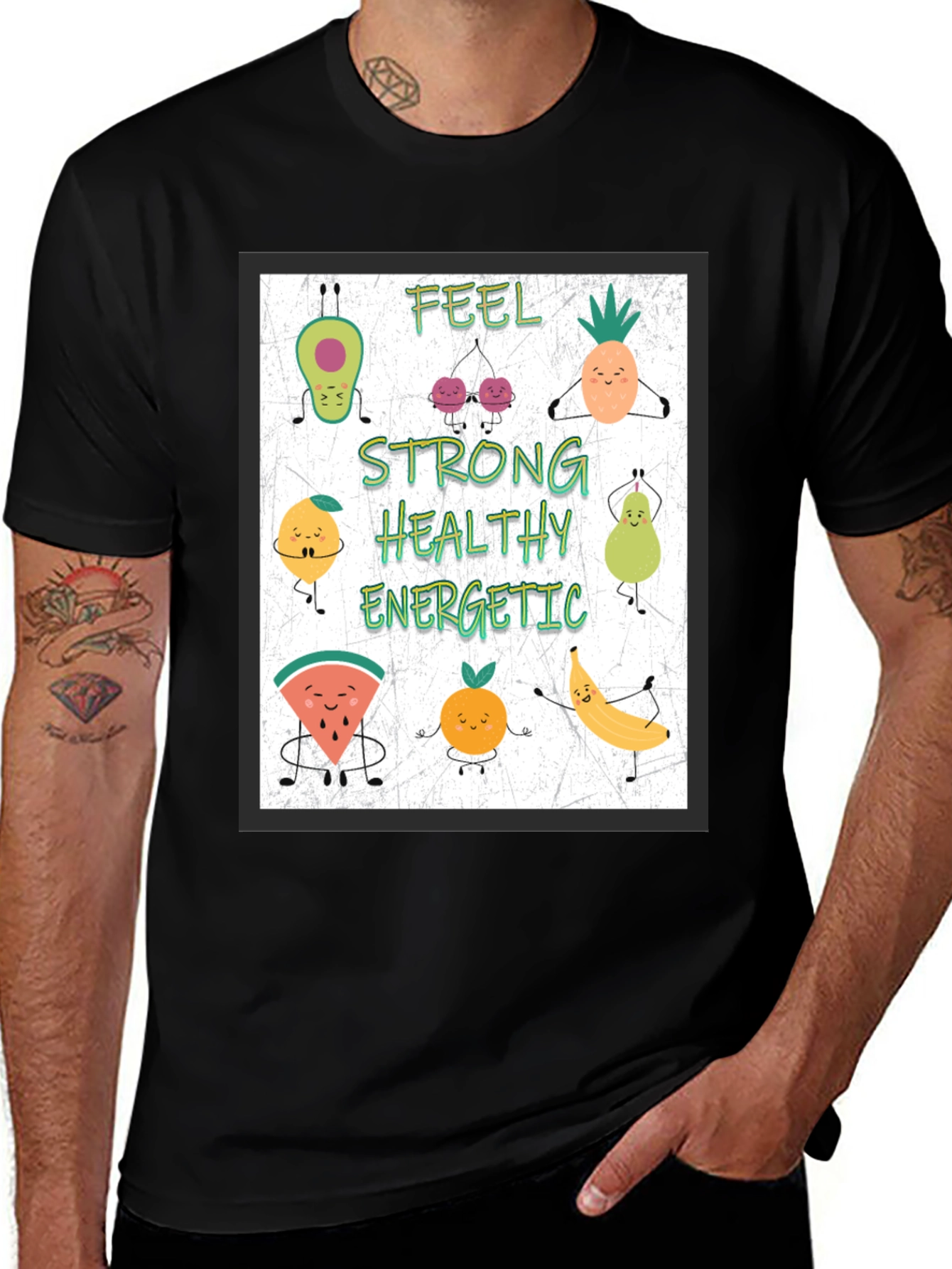 Variant 4 of Feel Strong Healthy Energetic Fruit Cartoon T-Shirt