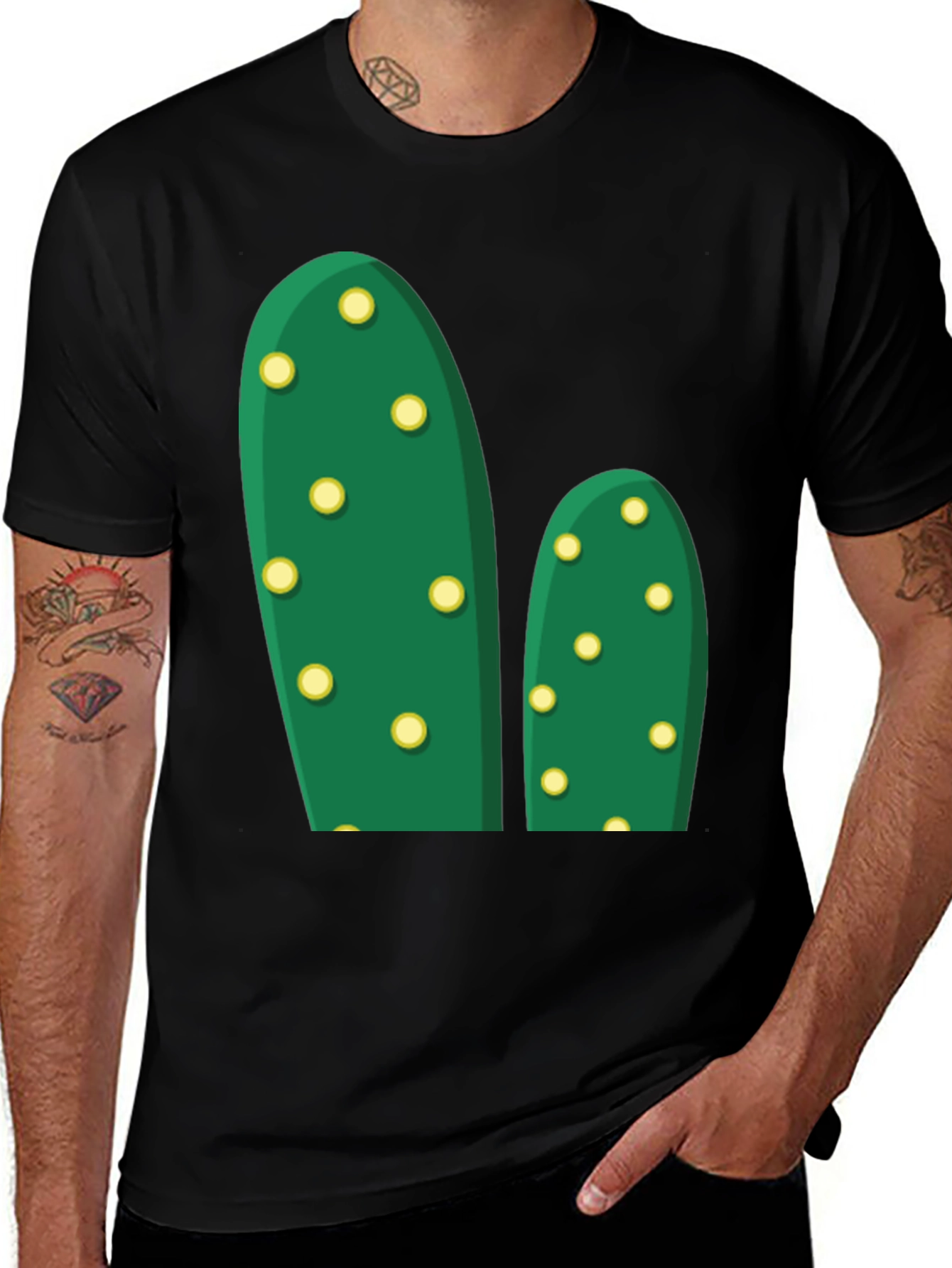 Variant 12 of Cactus Graphic T-Shirt - Unisex Black Tee