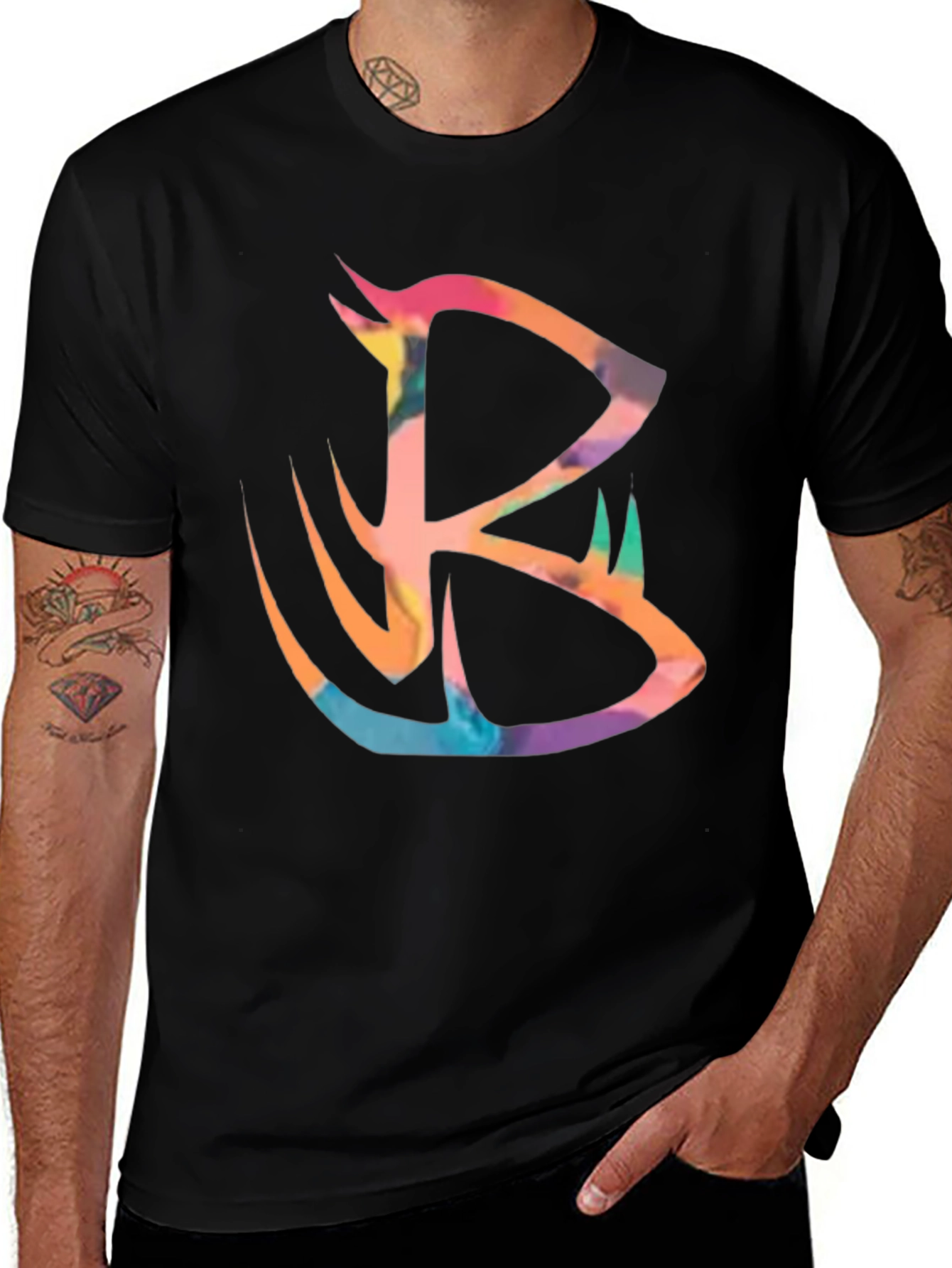 Variant 18 of Abstract 'B' Graphic Black T-Shirt