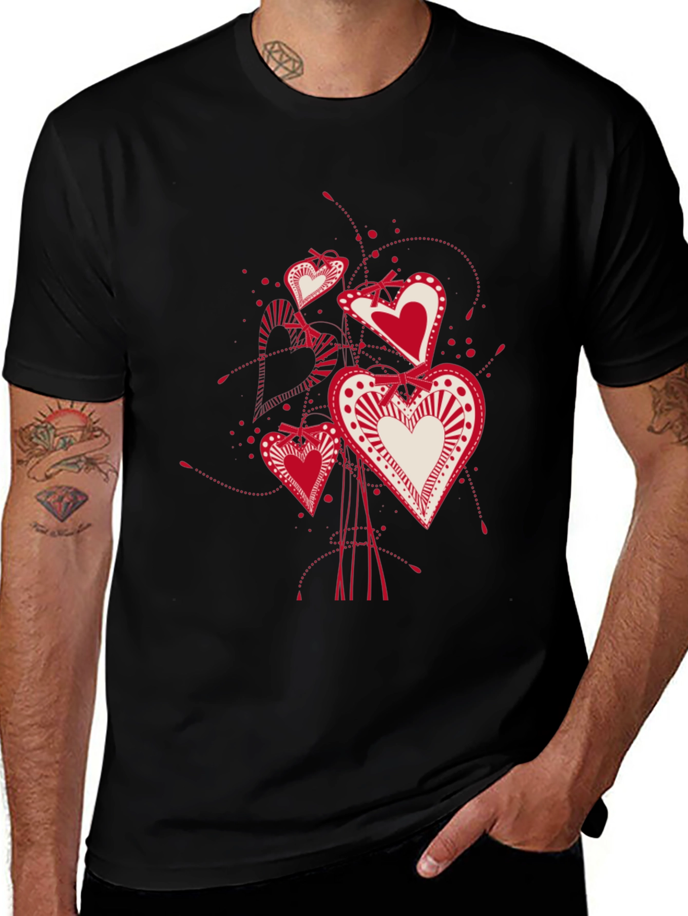 Heart Bouquet Graphic Tee - Black