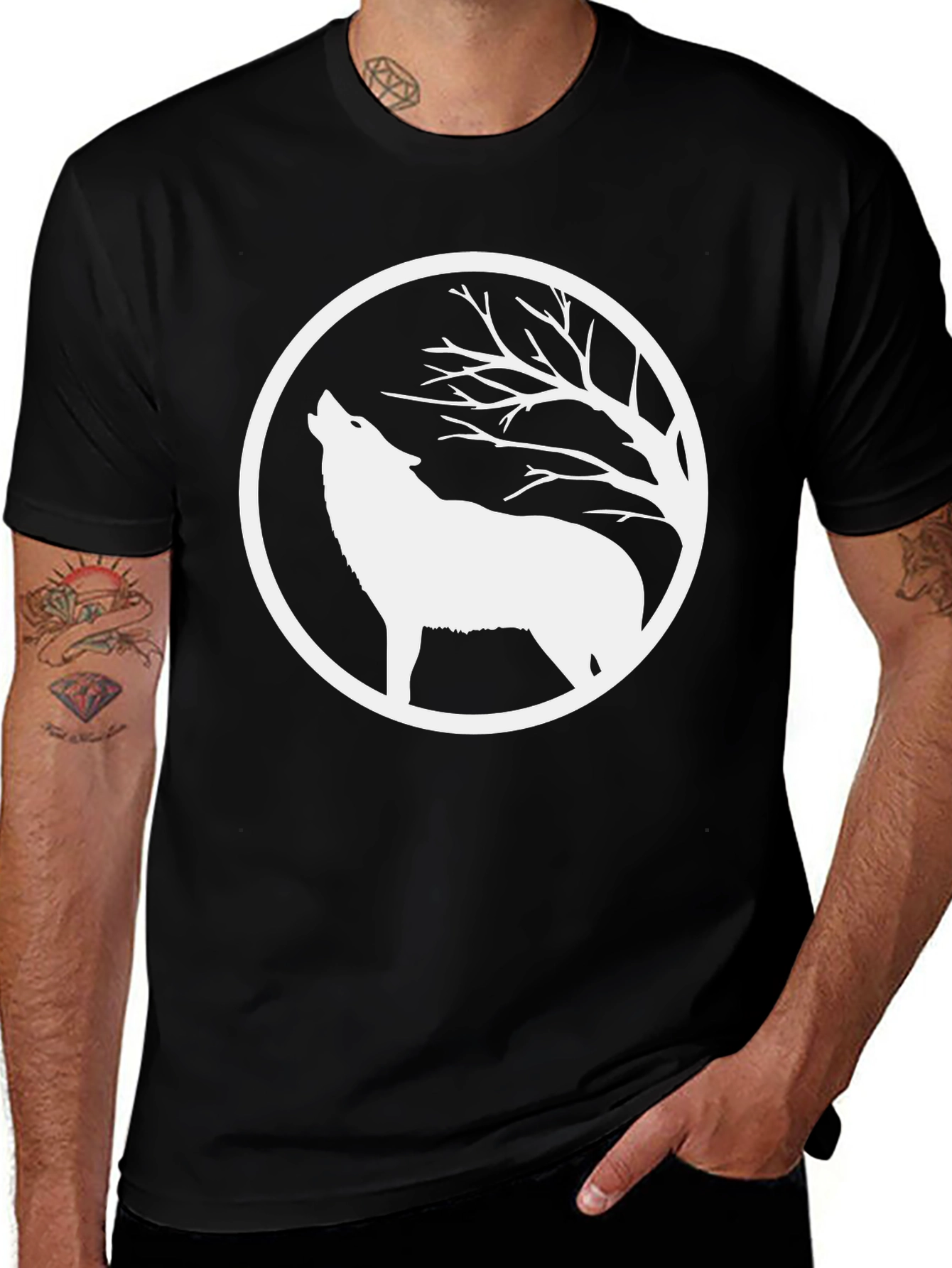 Variant 29 of Wolf Howling at Moon Graphic T-Shirt