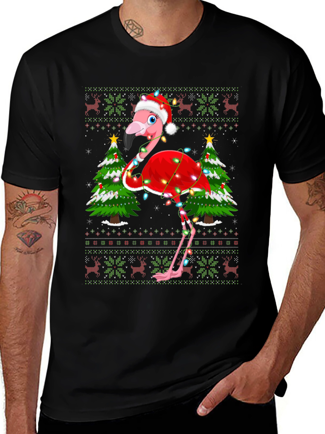 Festive Flamingo Christmas T-Shirt