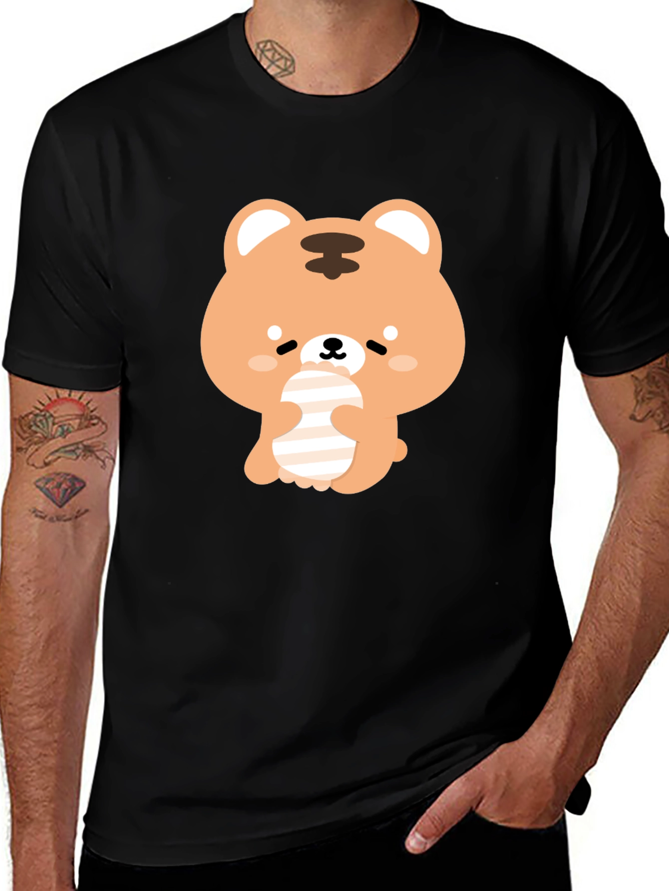Variant 4 of Cute Bear Graphic Black T-Shirt
