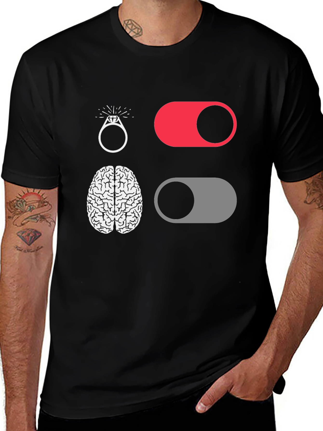 Variant 17 of Funny "Brain Off" Engagement T-Shirt