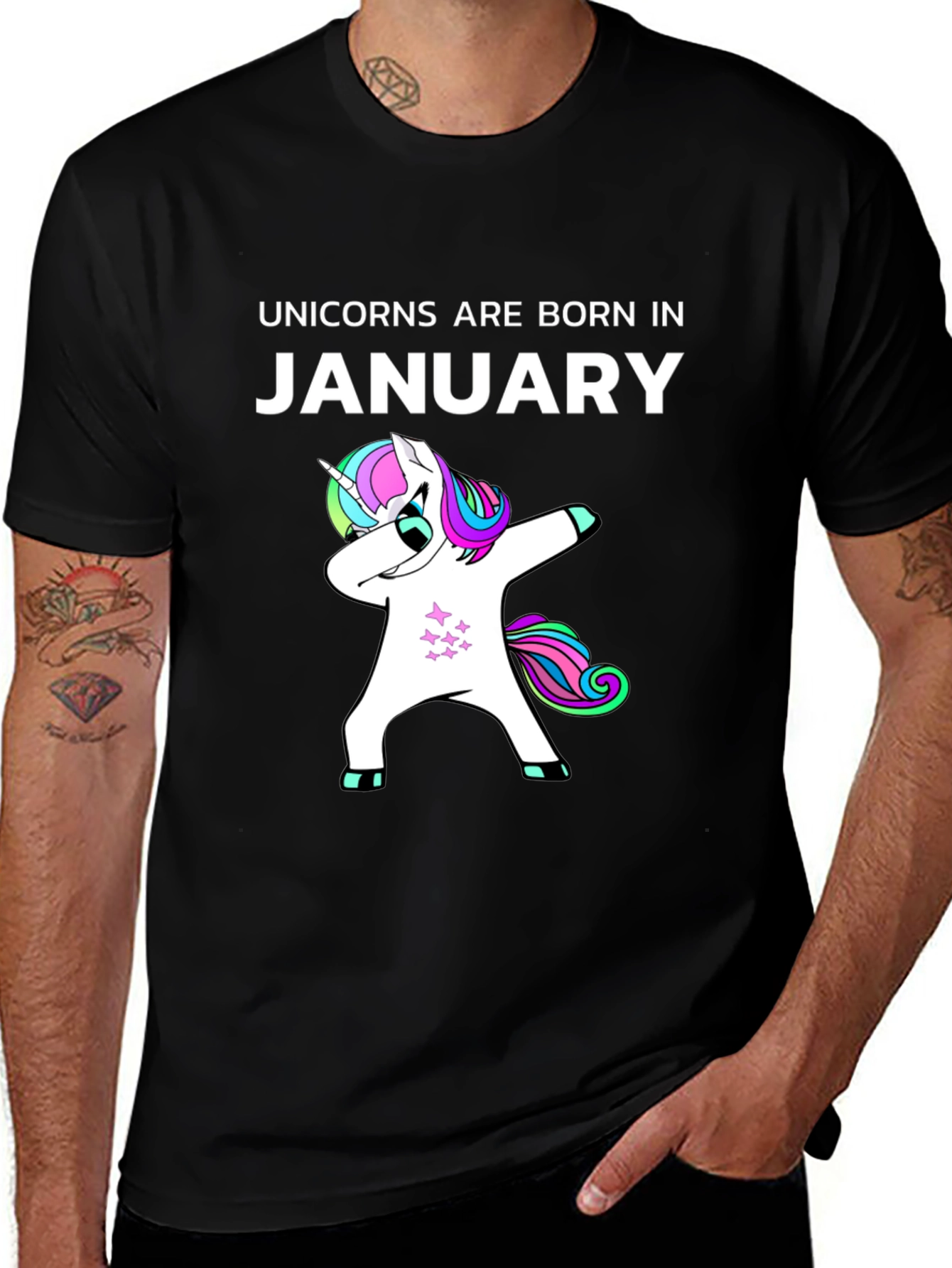 Variant 26 of Unicorns Born in January Black T-Shirt
