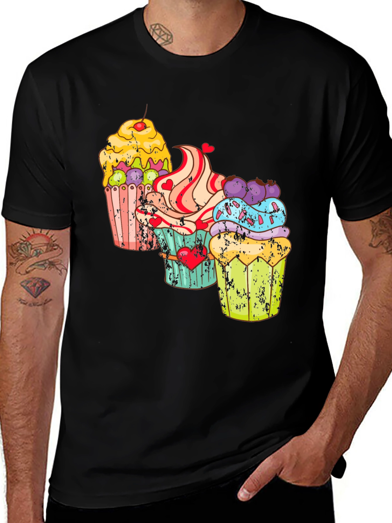 Black Cupcake Graphic T-Shirt - Sweet Treat Design main image