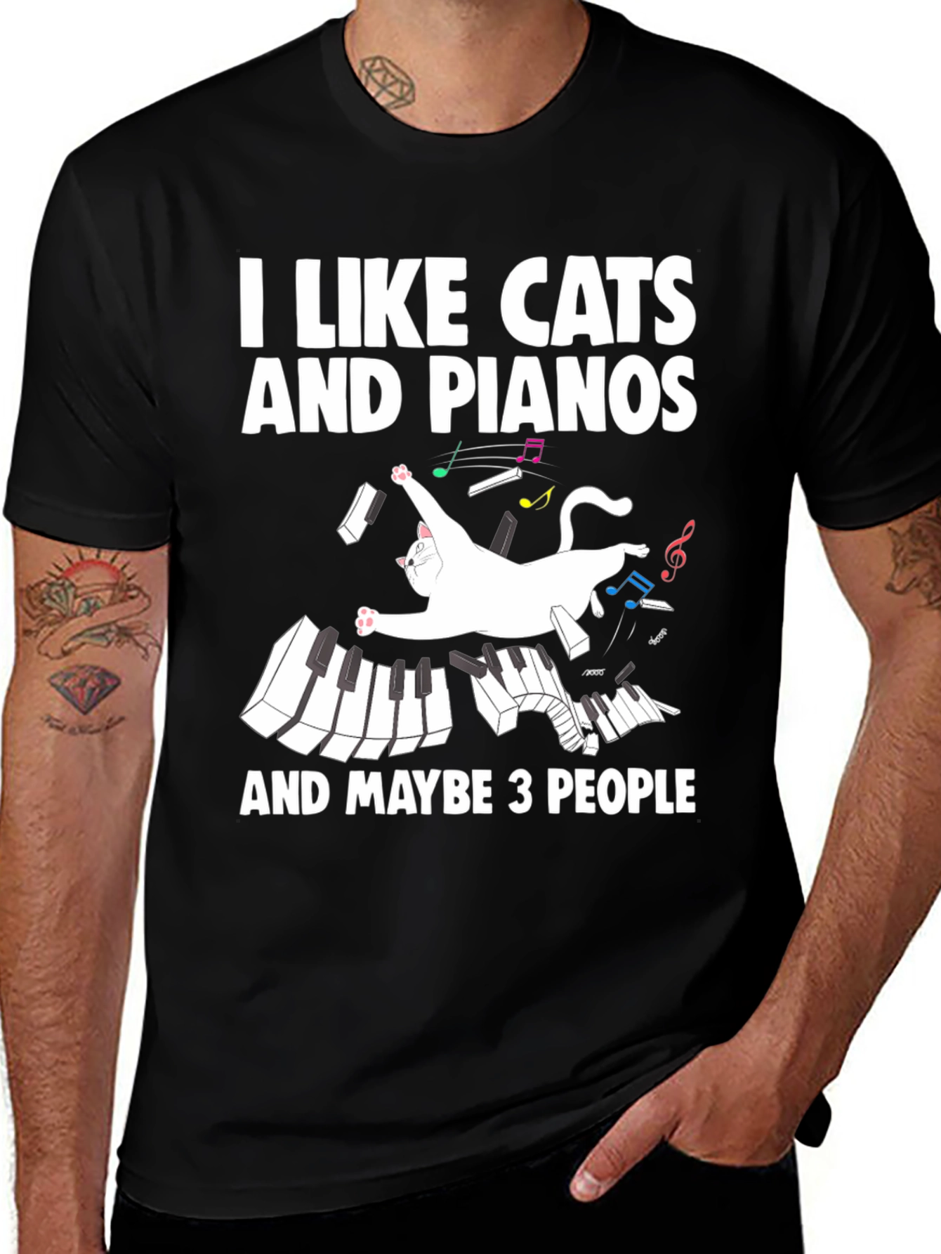 Variant 5 of Cats and Pianos Graphic T-Shirt