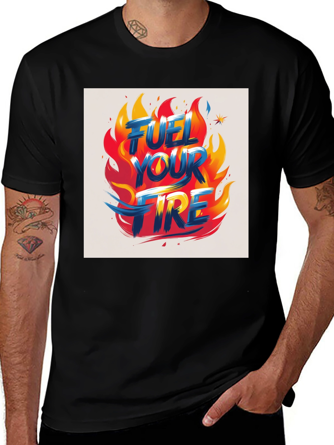 Variant 18 of Fuel Your Fire Graphic Tee - Bold Flame Design