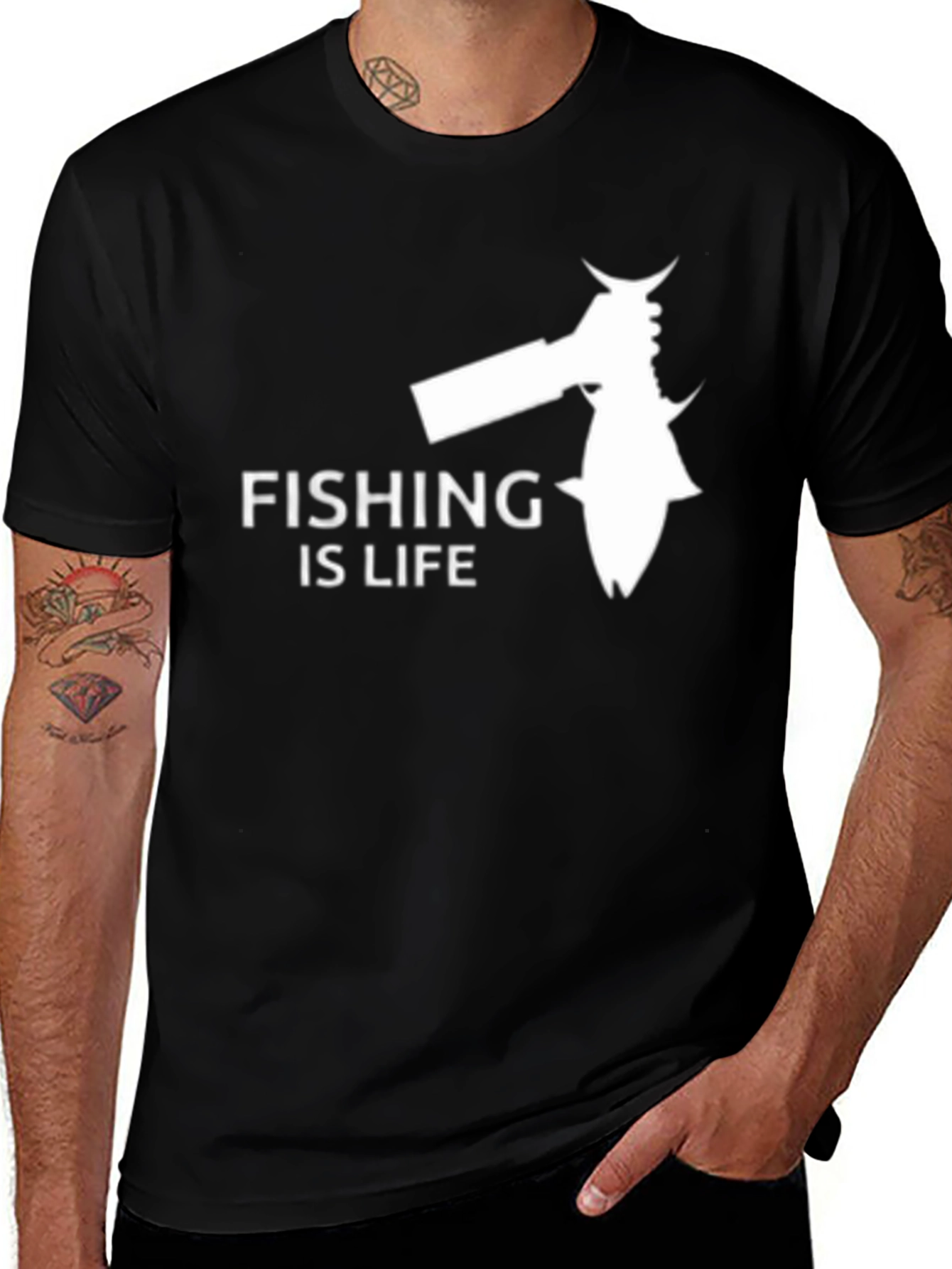 Variant 10 of Fishing Is Life Graphic Tee - Black