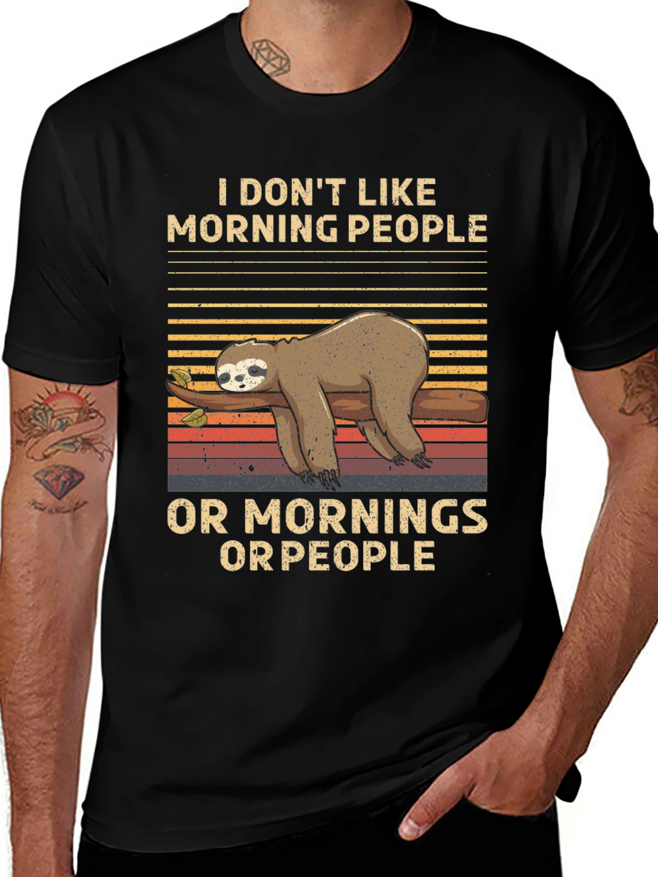 Variant 13 of Funny Sloth T-Shirt: I Don't Like Morning People