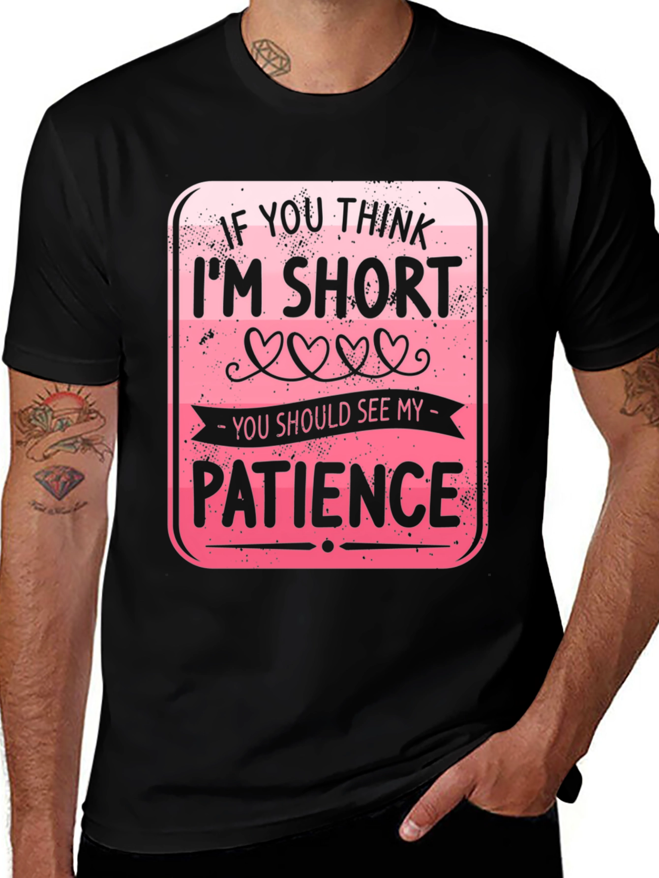 Black Funny Short Patience T-Shirt main image