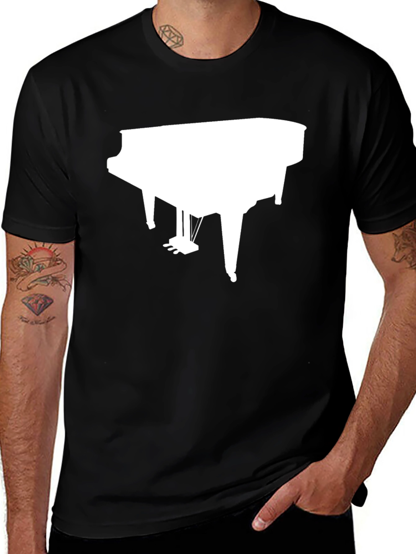 Variant 24 of Piano Graphic Tee - Black Cotton Music T-Shirt
