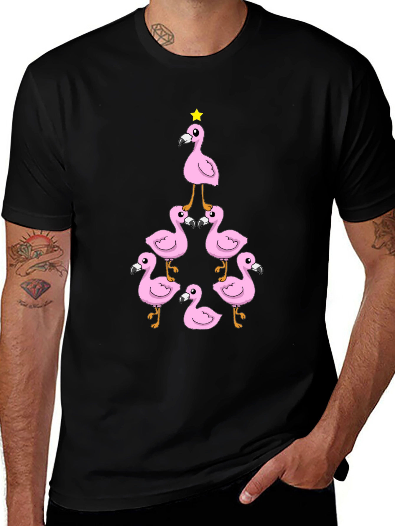 Flamingo Christmas Tree Graphic Tee