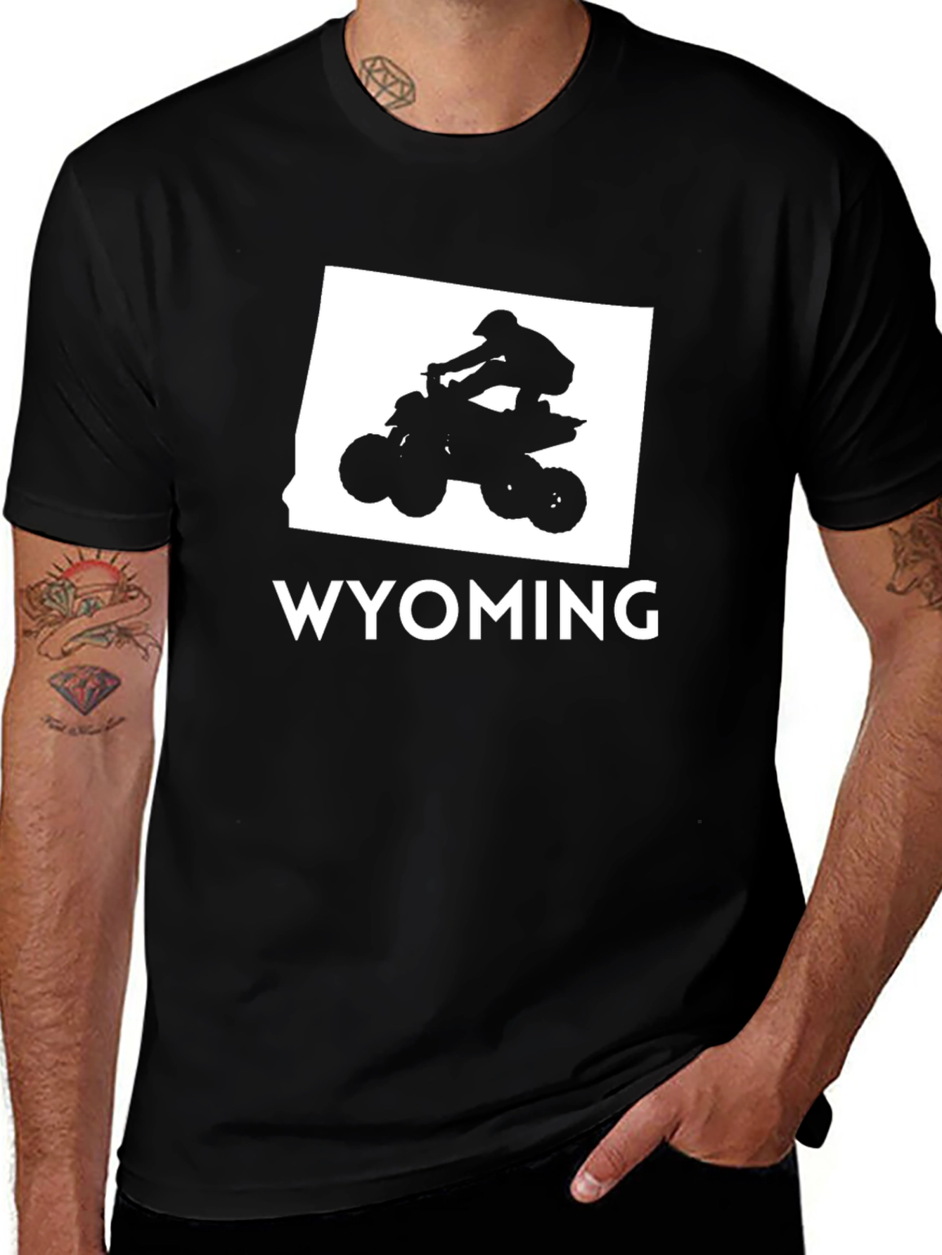 Wyoming ATV T-Shirt - Black Cotton Graphic Tee