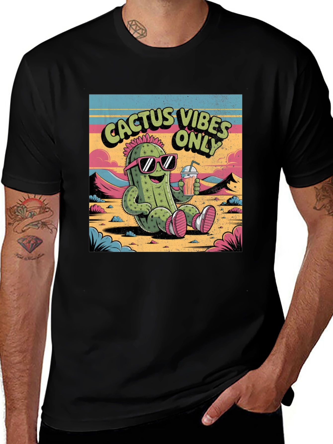 Variant 3 of Cactus Vibes Only T-Shirt - Cool Summer Design