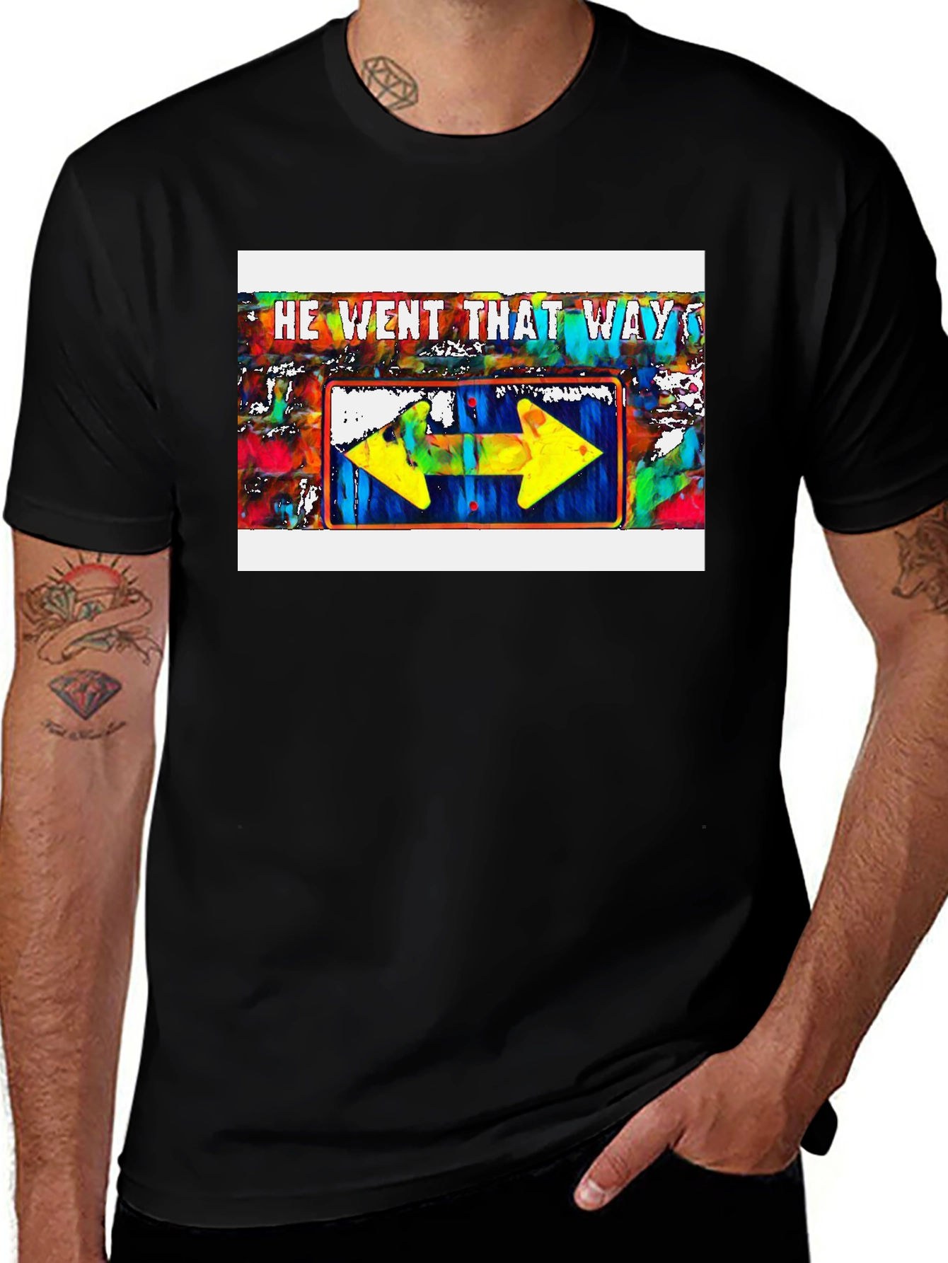 Variant 27 of He Went That Way T-Shirt - Arrow Design