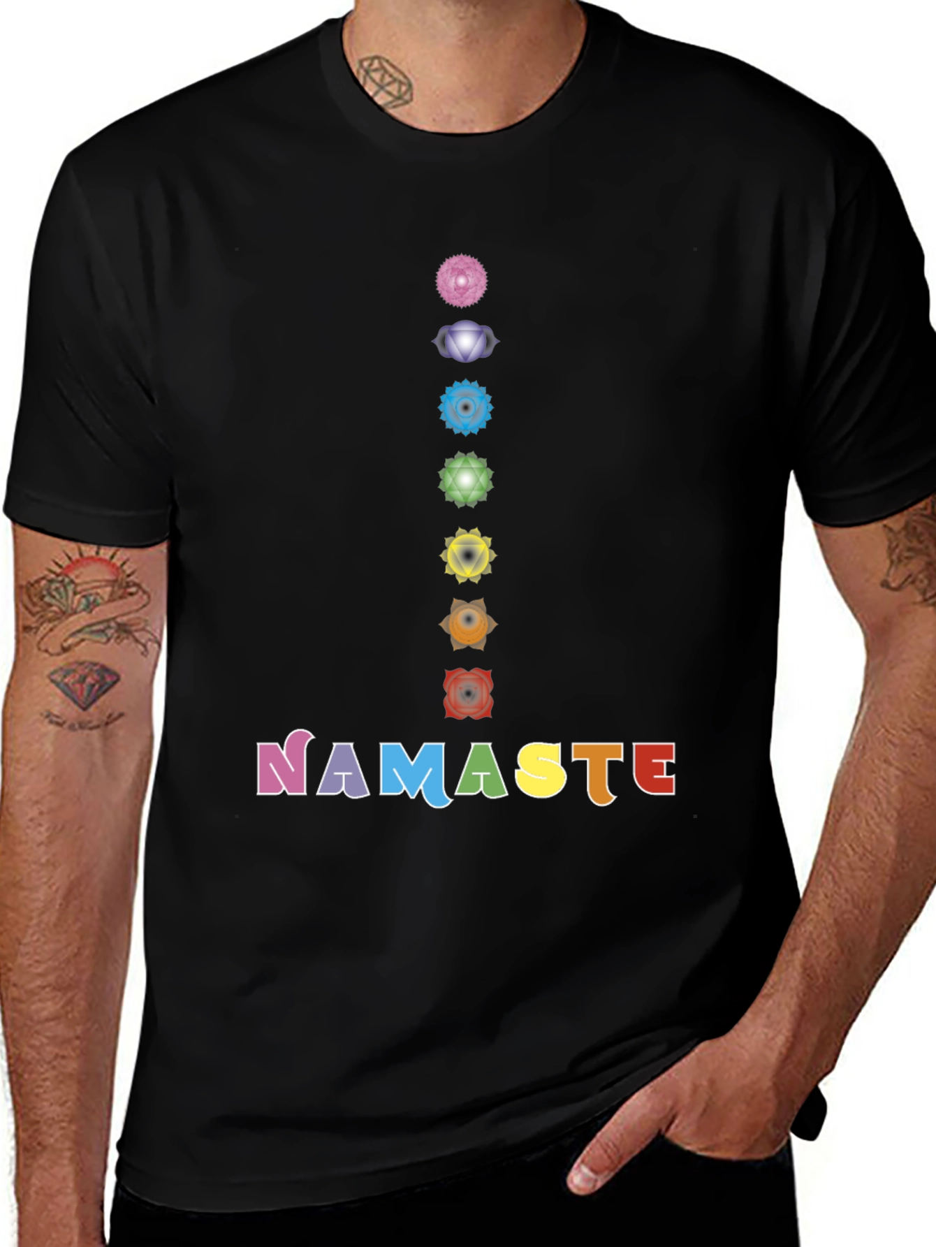 Variant 25 of Chakra Namaste Graphic Tee - Yoga Inspired Shirt