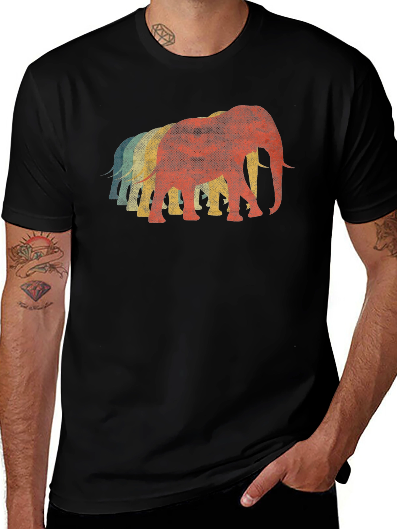 Variant 13 of Retro Elephant T-Shirt - Black