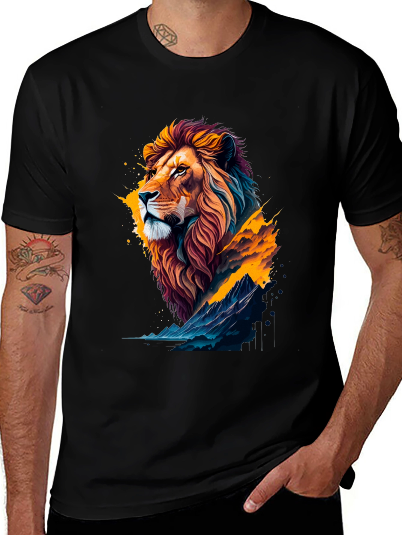 Variant 15 of Lion Graphic Tee - Black Stylish Men's Shirt