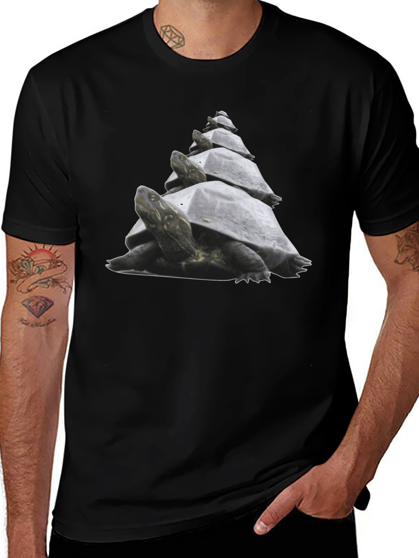 Variant 20 of Turtle Stack Graphic Tee - Unique Animal Design