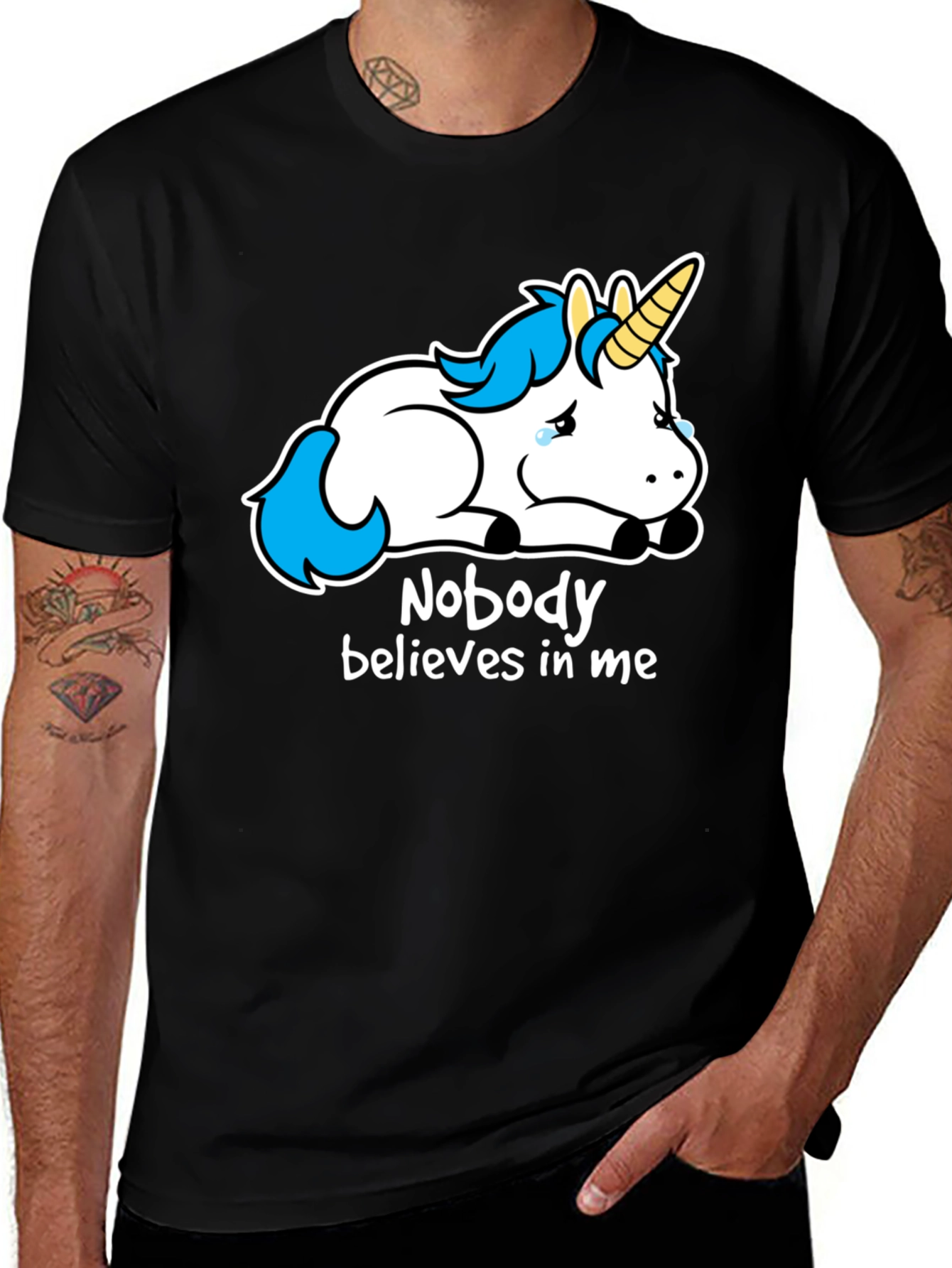 Variant 30 of Sad Unicorn Graphic Tee - Nobody Believes In Me