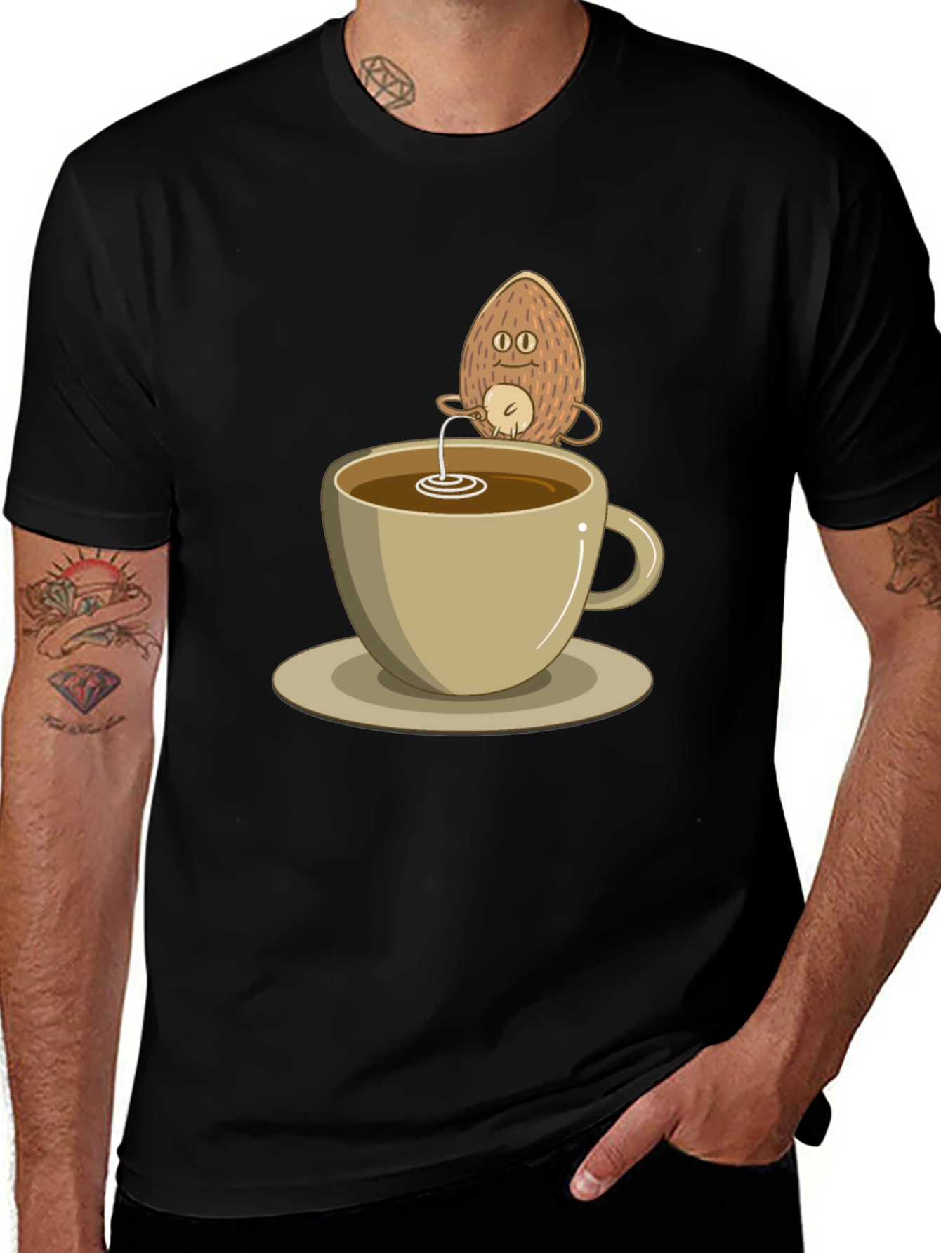 Variant 18 of Coconut Coffee Humor Tee - Quirky Black T-Shirt