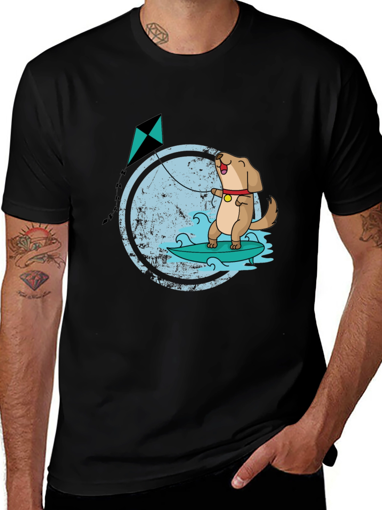 Variant 6 of Surfing Dog Kite T-Shirt