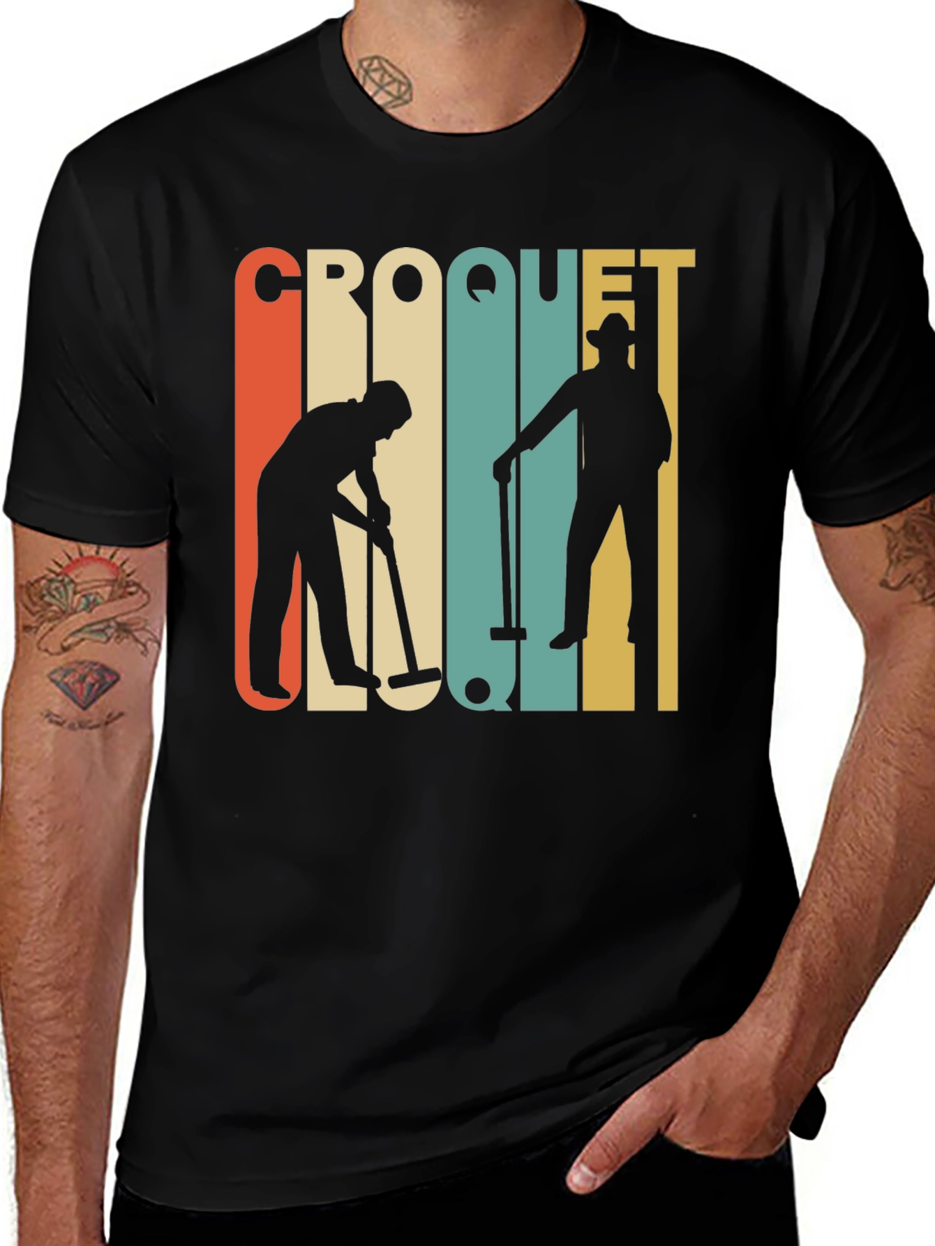 Variant 21 of Vintage Croquet Player T-Shirt, Retro Style
