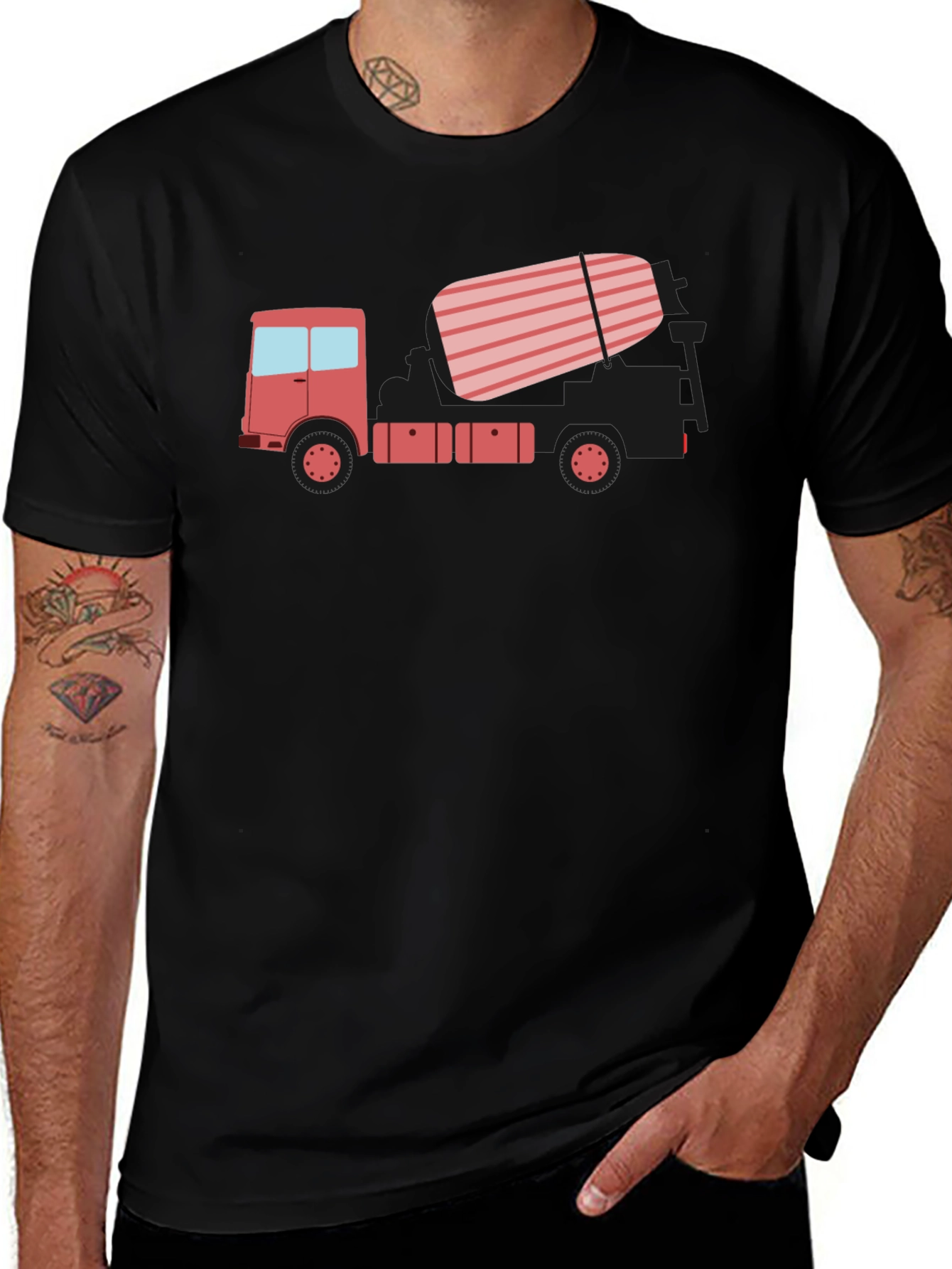 Black Concrete Truck Graphic Tee - Black Casual T-Shirt main image