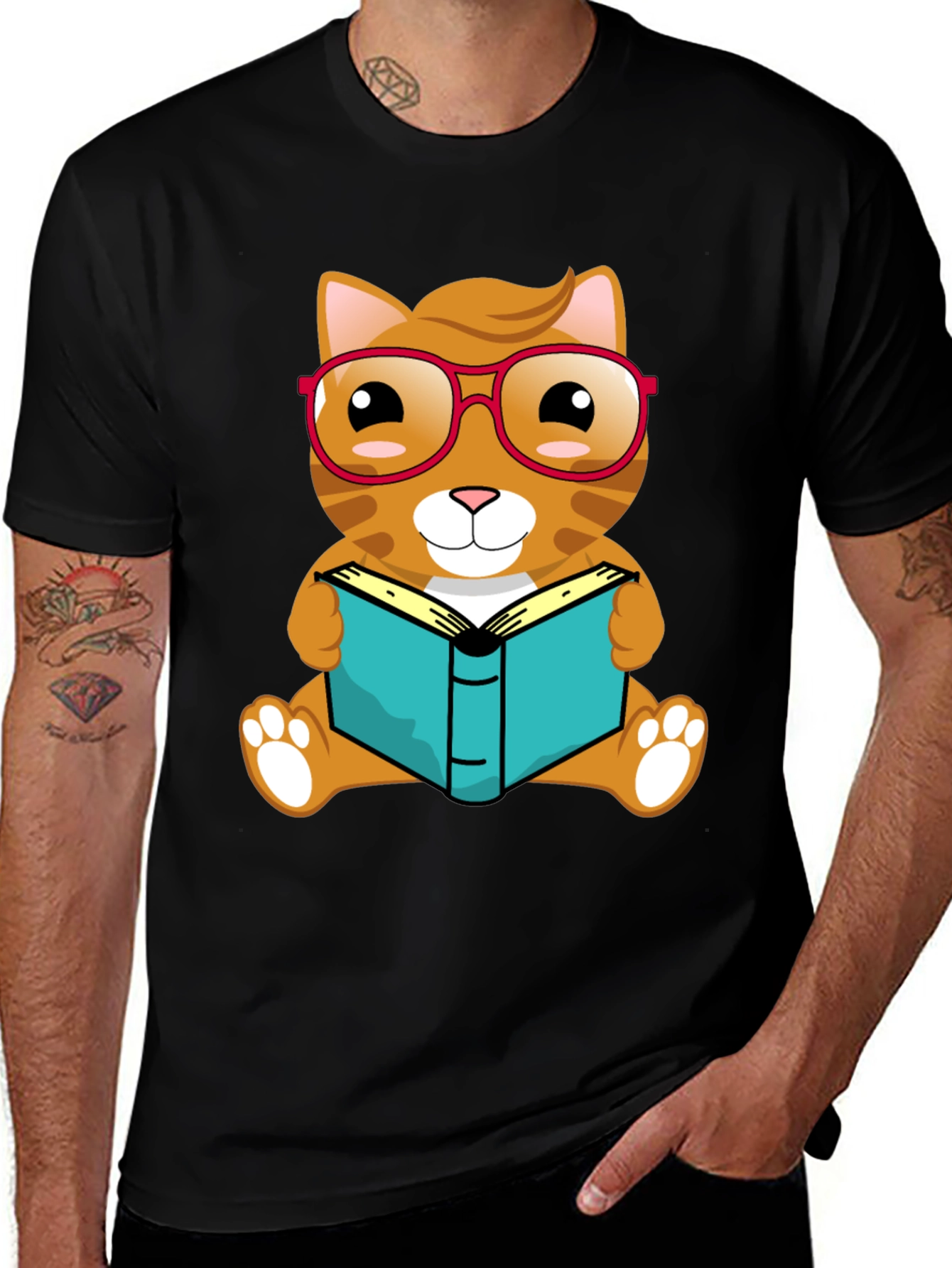 Variant 11 of Bookworm Cat T-Shirt