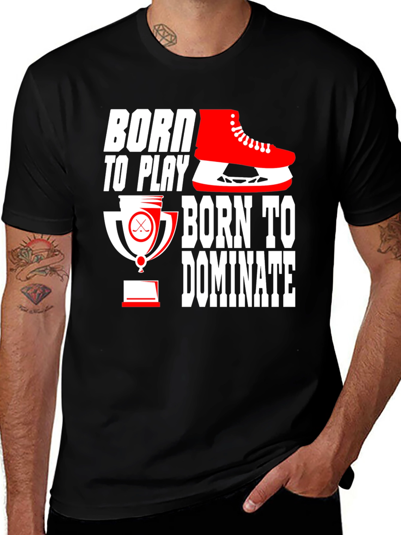 Variant 16 of Born to Play Hockey Graphic Tee