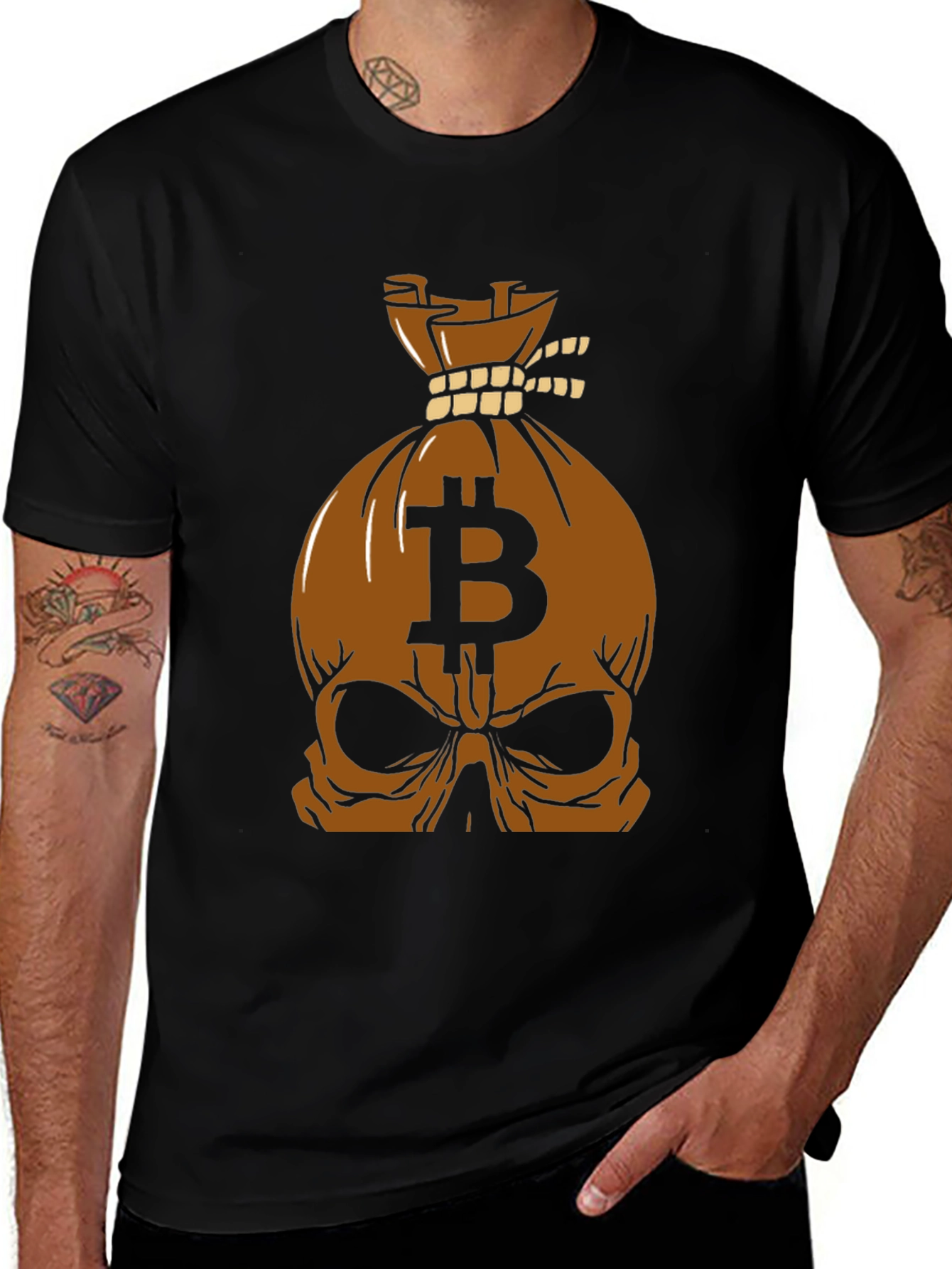 Variant 4 of Bitcoin Skull Bag Graphic Tee - Crypto Style