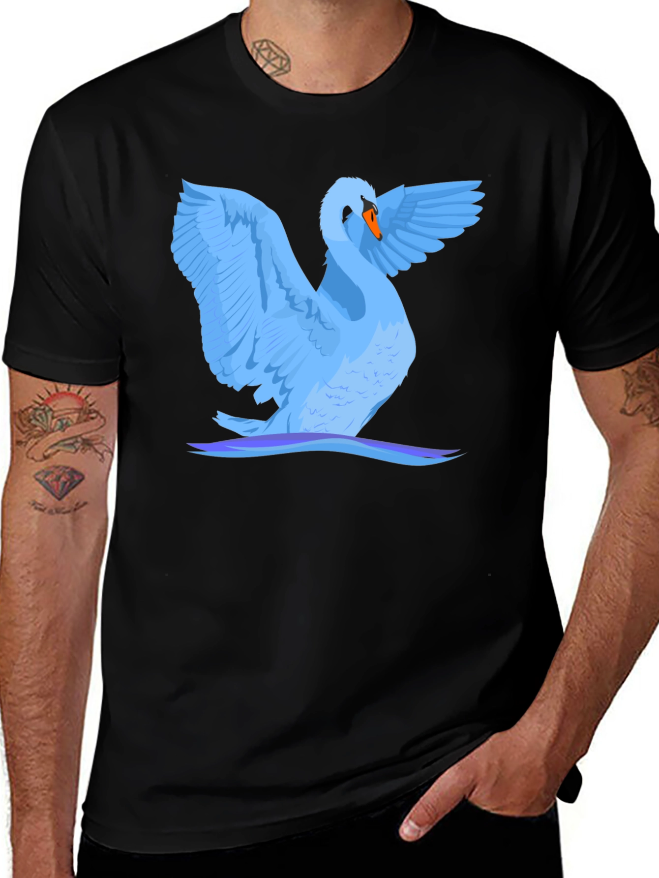 Swan Graphic Black T-Shirt