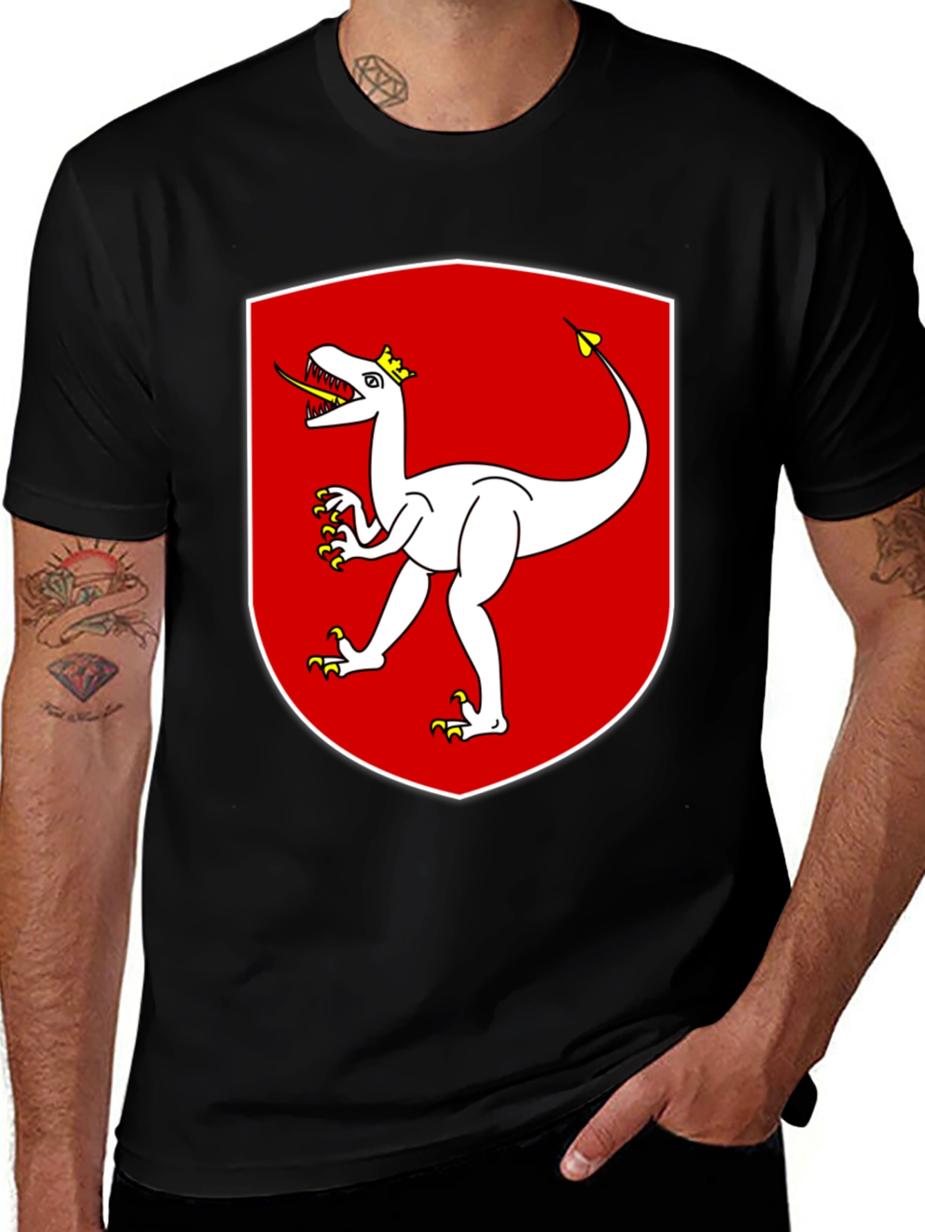 Variant 23 of Dinosaur Crest Graphic Tee - Black