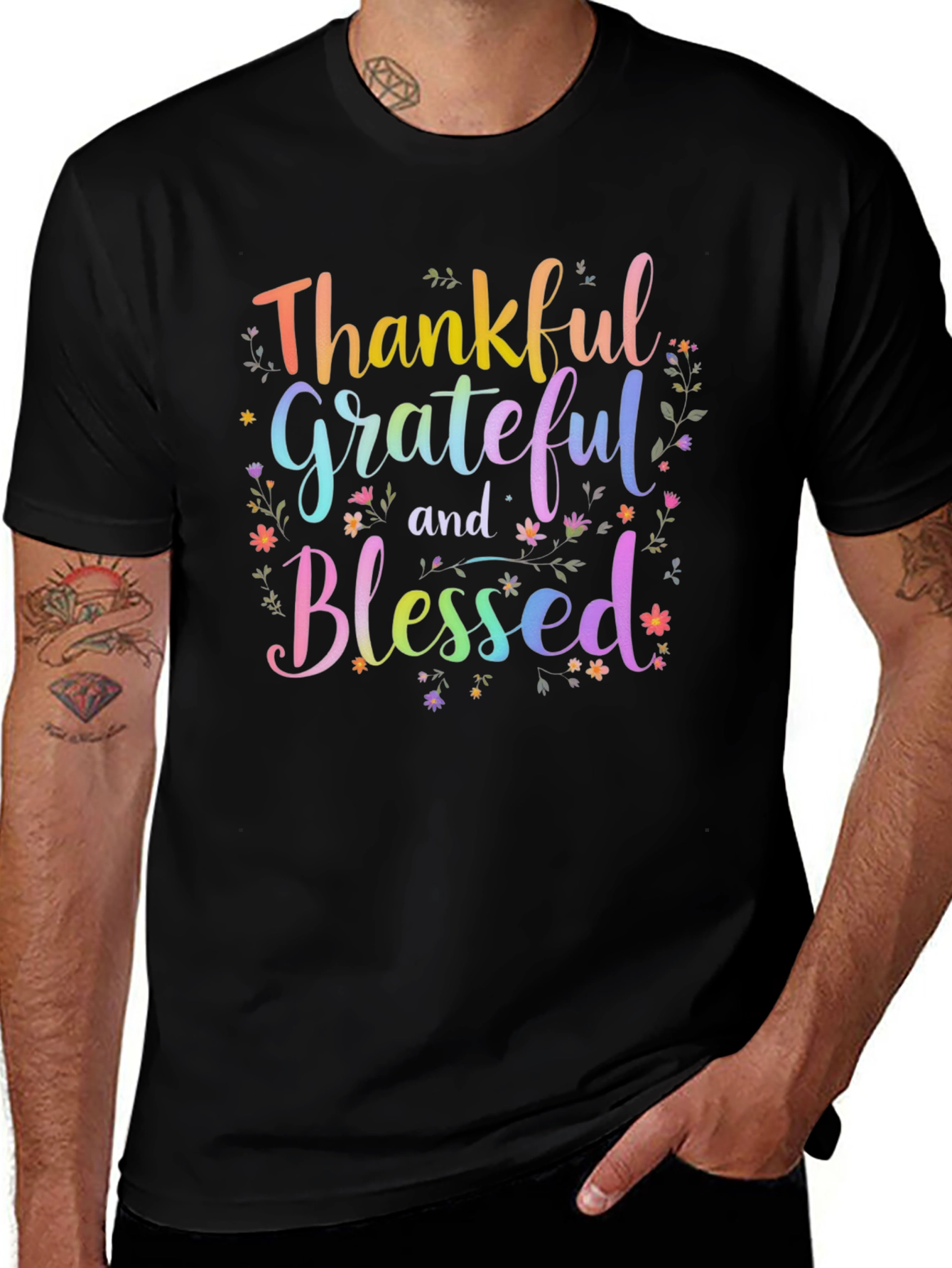 Variant 10 of Thankful Grateful Blessed Graphic Tee