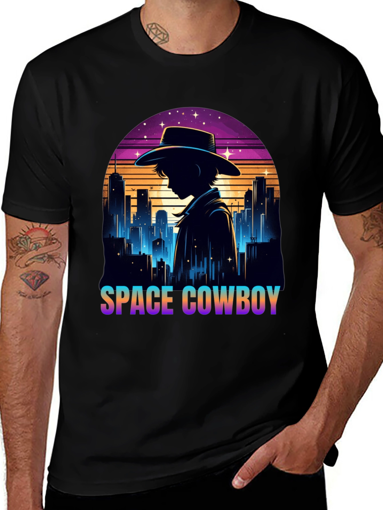 Variant 20 of Space Cowboy Black T-Shirt - Sci-Fi Western Tee