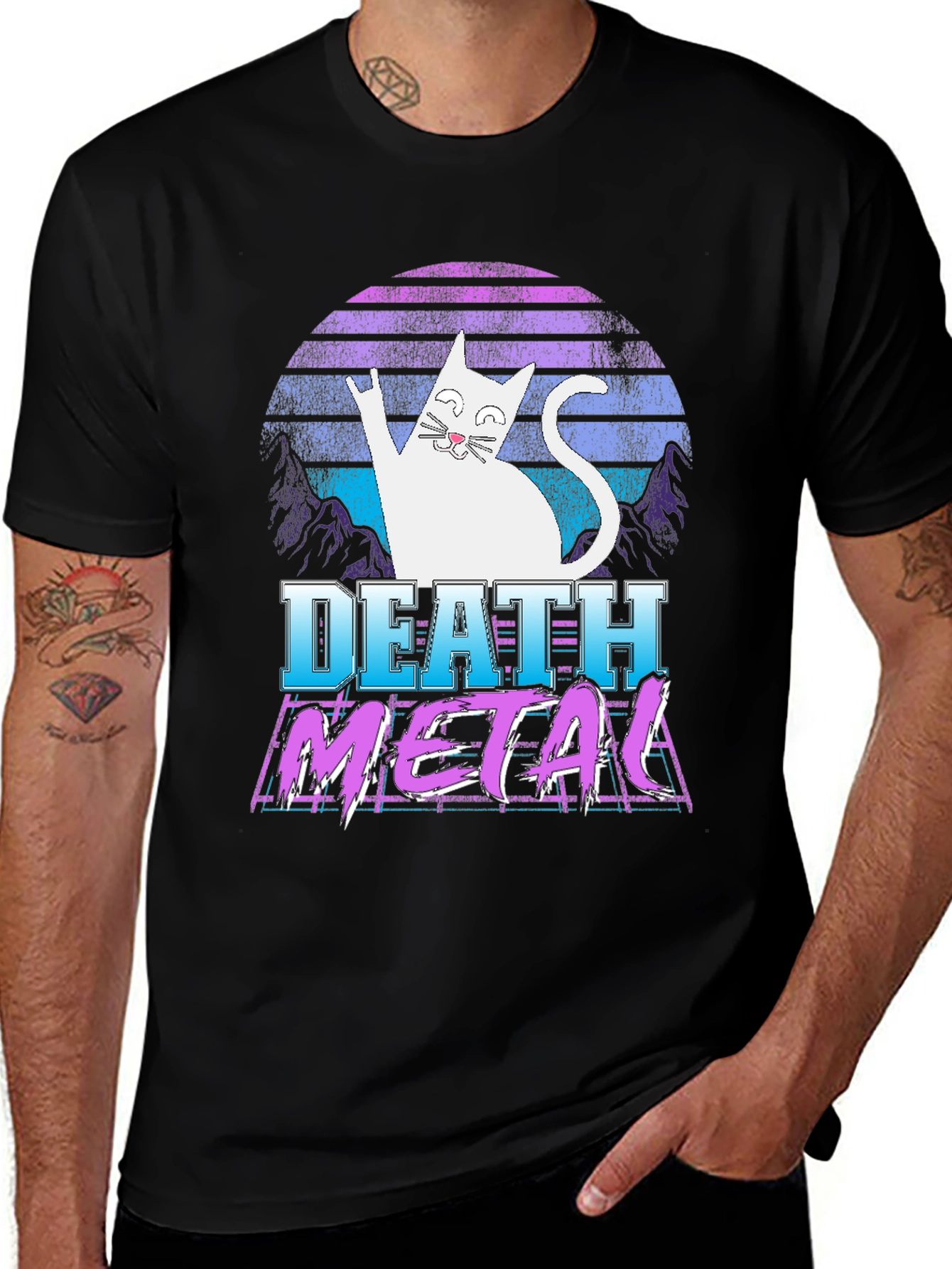 Death Metal Cat Graphic T-Shirt