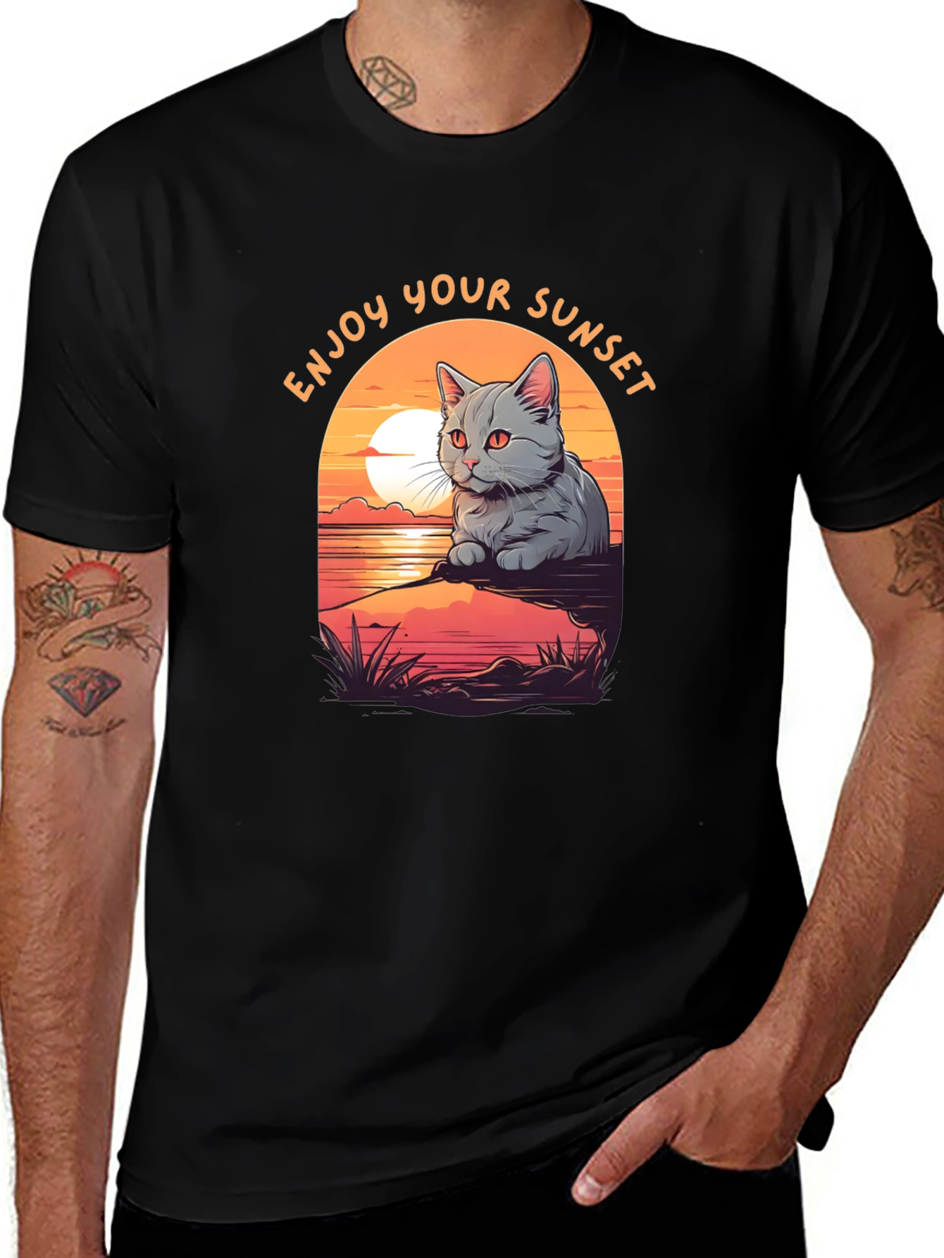 Variant 19 of Enjoy Your Sunset Cat Graphic T-Shirt