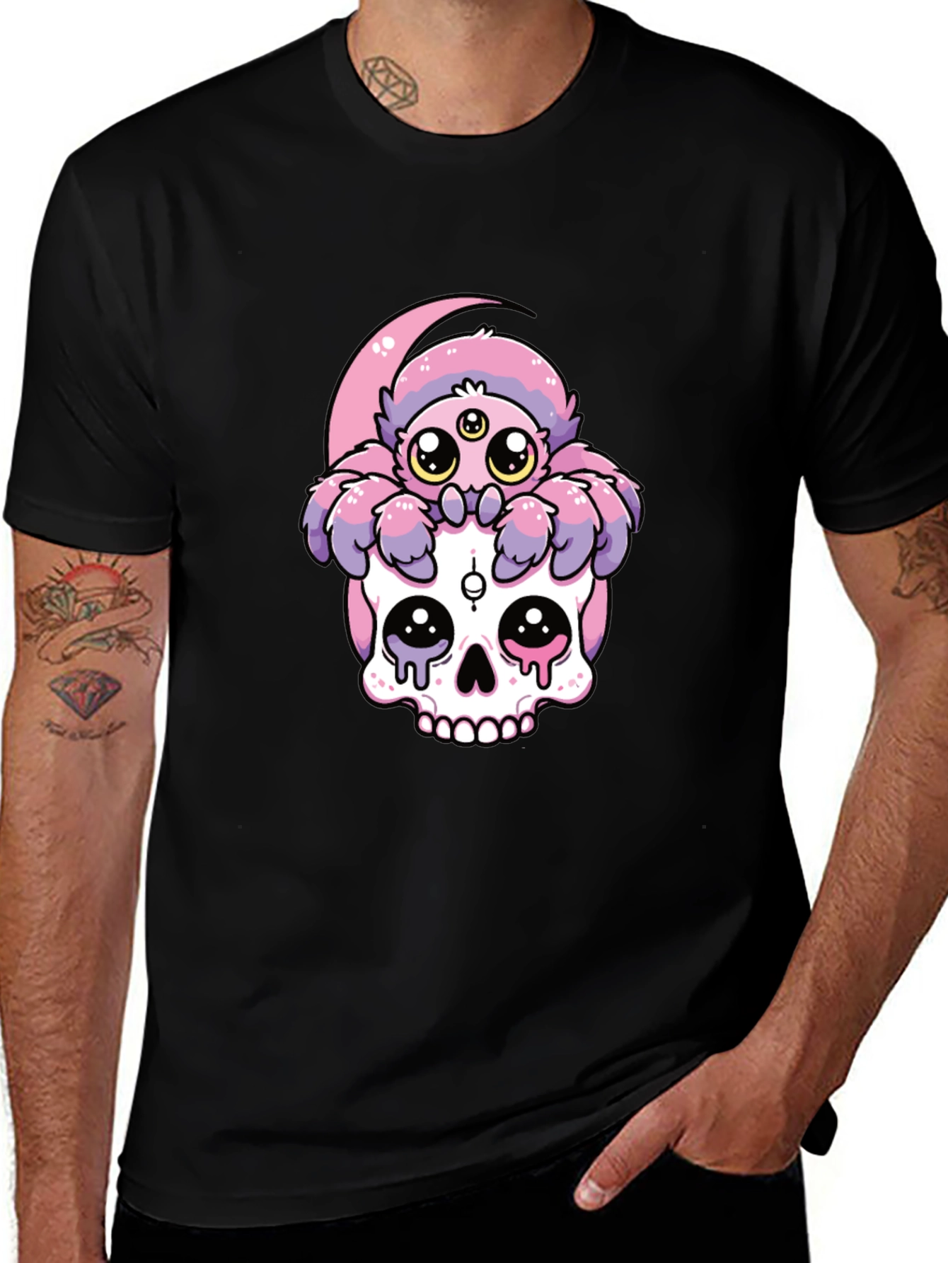 Variant 18 of Skull & Spider Graphic Tee - Unique Design